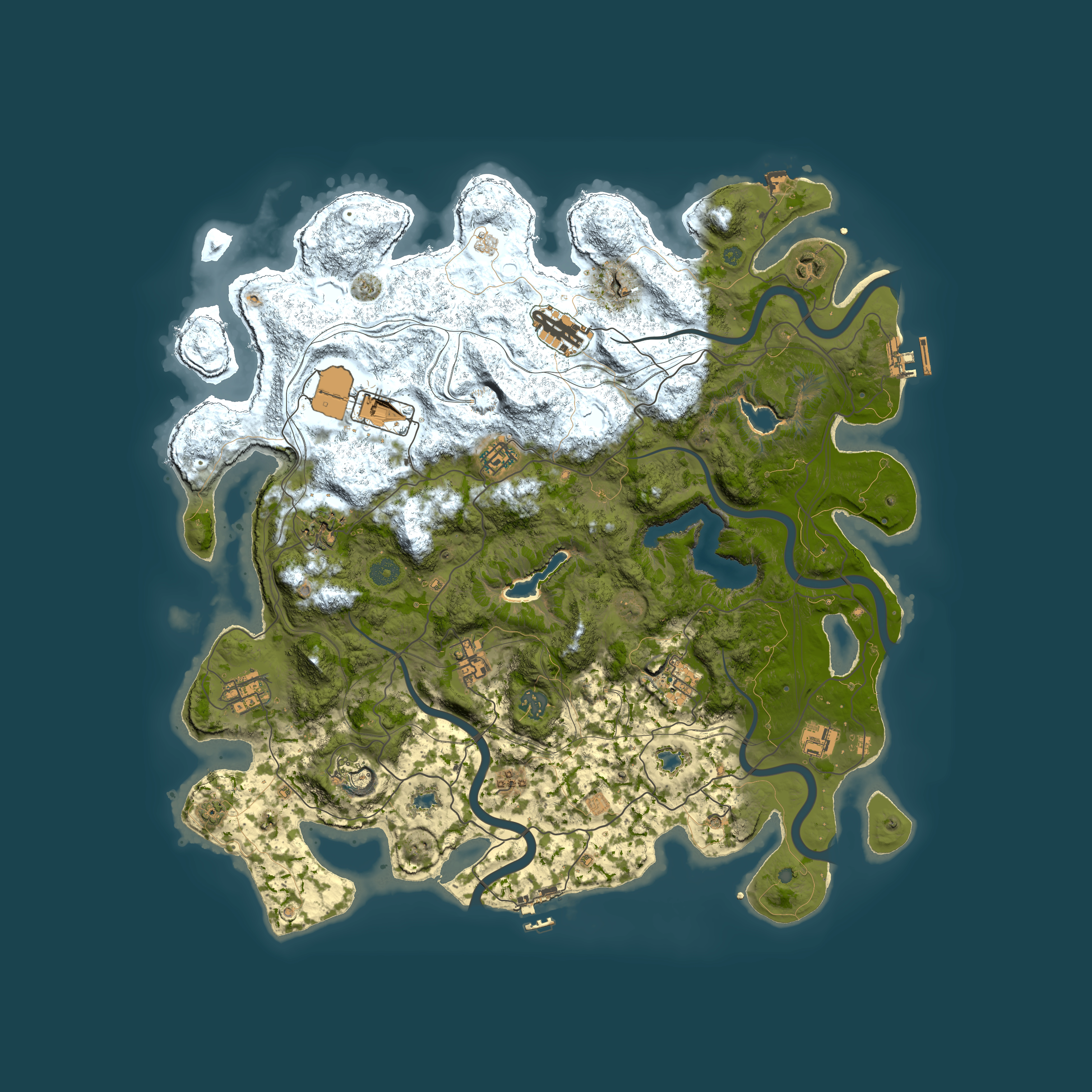 Full top-down render of Rust map seed 1197268685, 4500x4500m