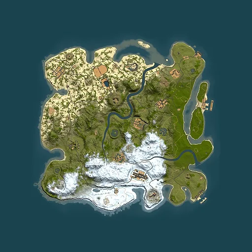 Rust map seed 0, 3800x3800m top-down preview
