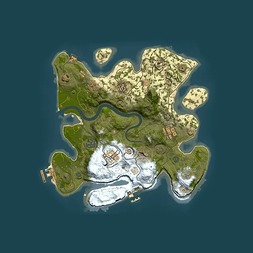 Rust map seed 0, 3000x3000m top-down preview