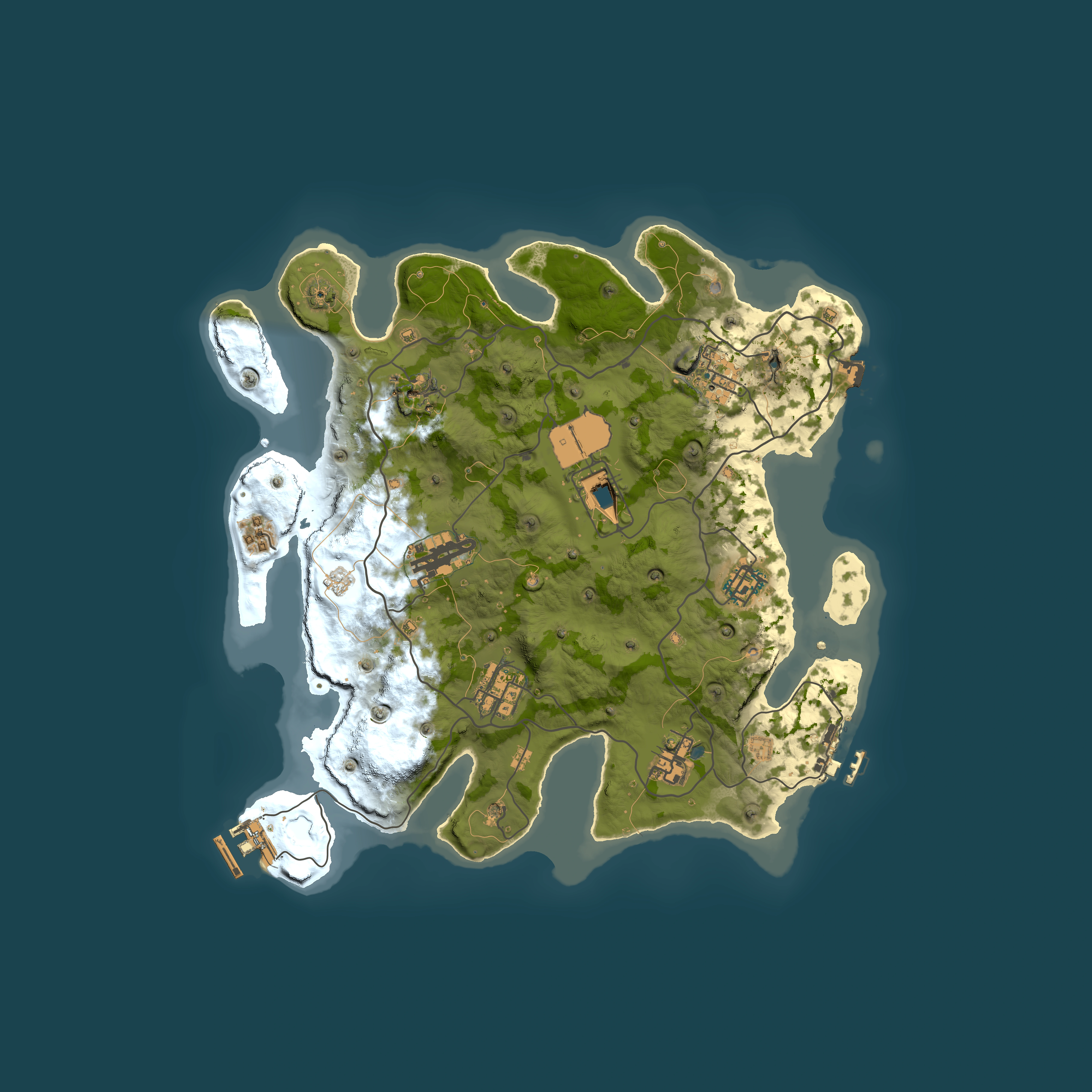 Full top-down render of Rust map seed 1337, 3350x3350m