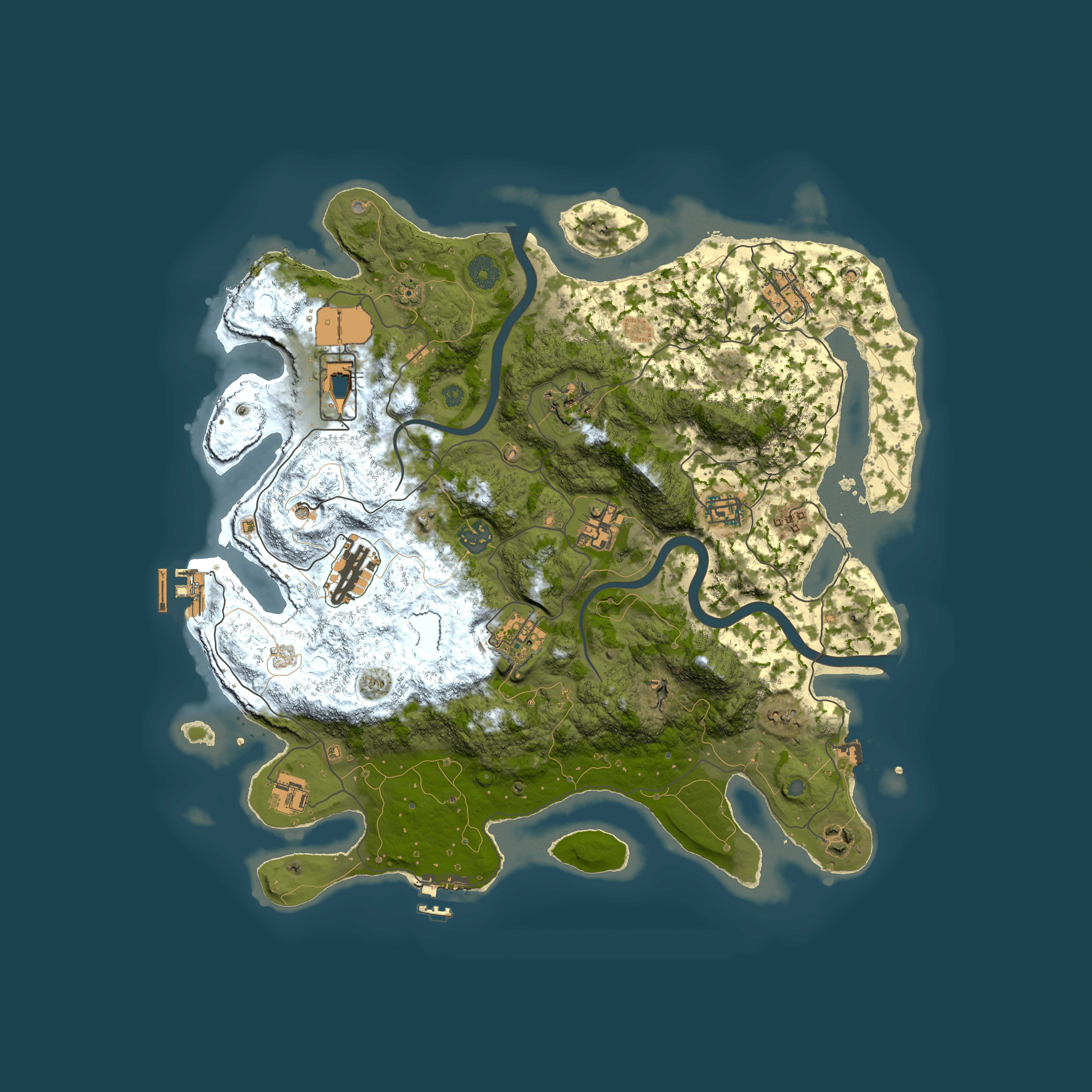 Full top-down render of Rust map seed 57425785, 3900x3900m