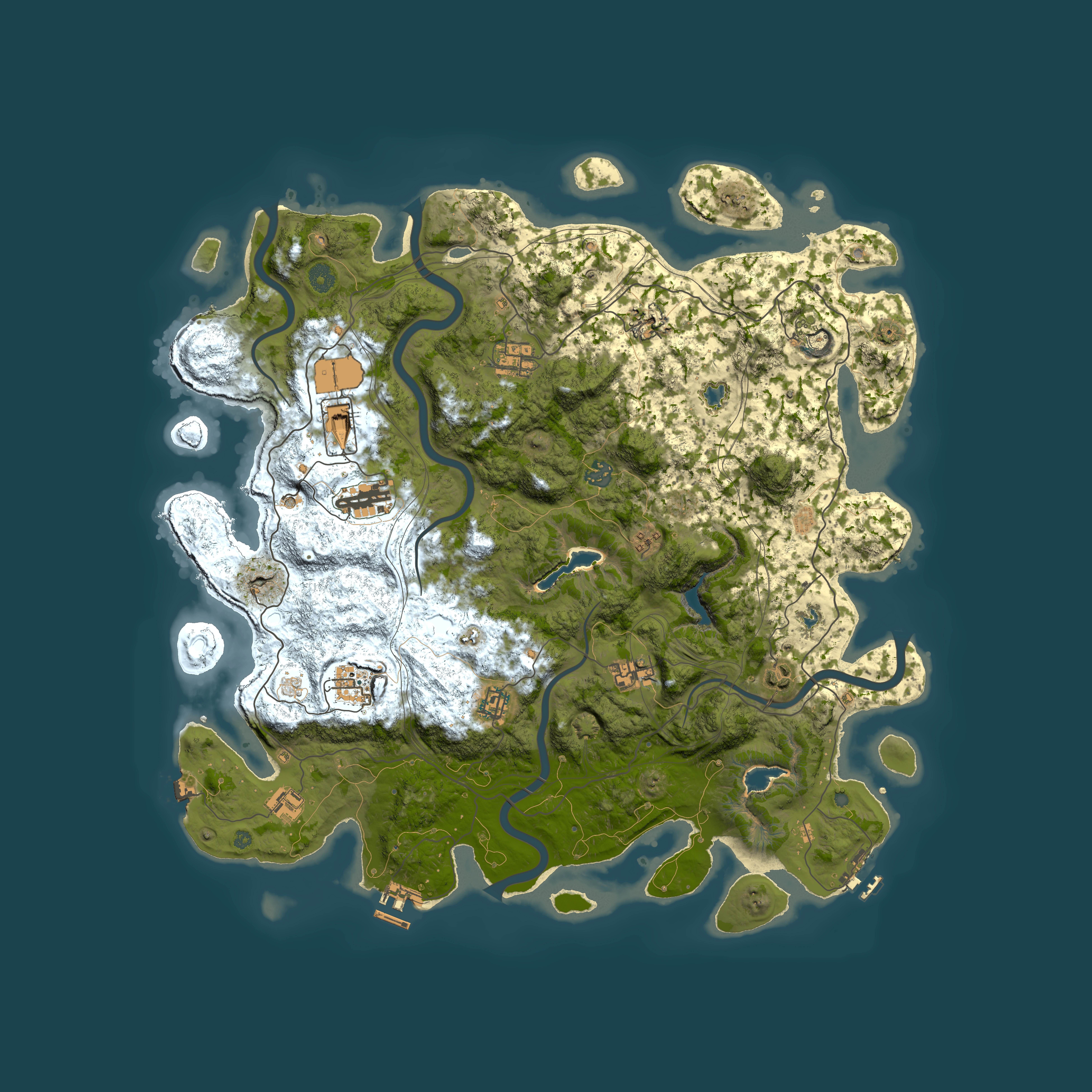 Full top-down render of Rust map seed 57425794, 4650x4650m