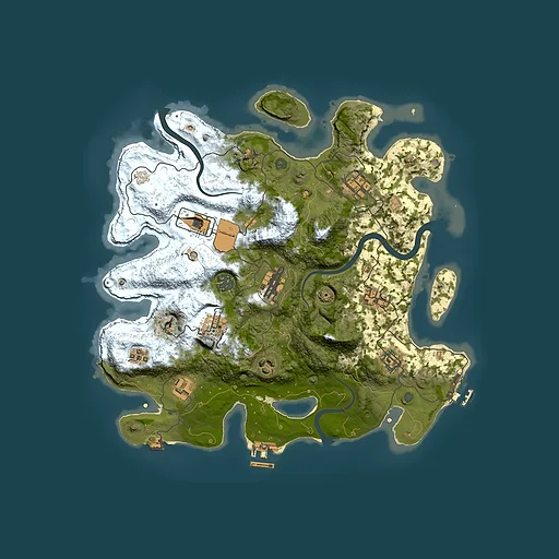 Rust map seed 57425798, 3600x3600m top-down preview