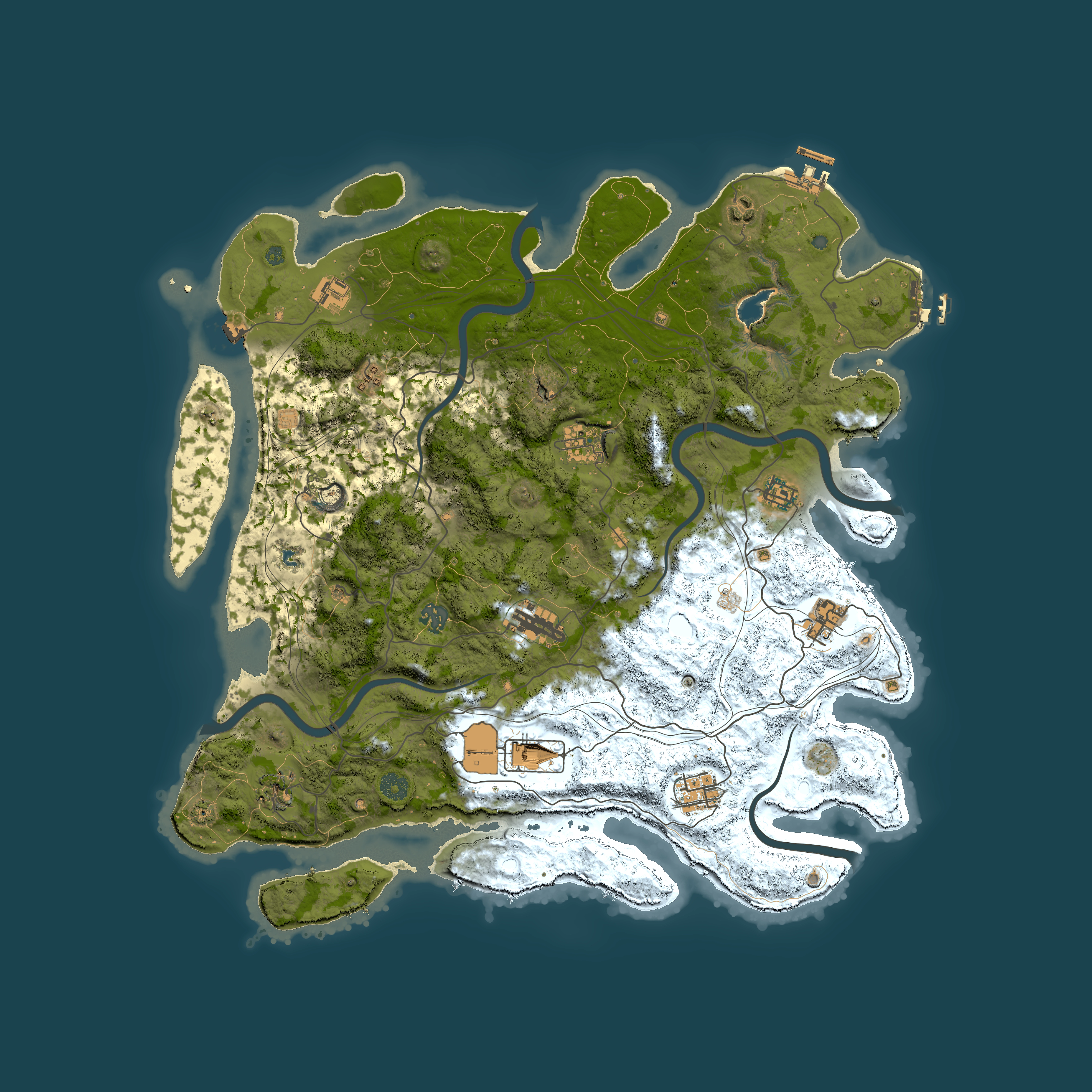 Full top-down render of Rust map seed 57425787, 4450x4450m