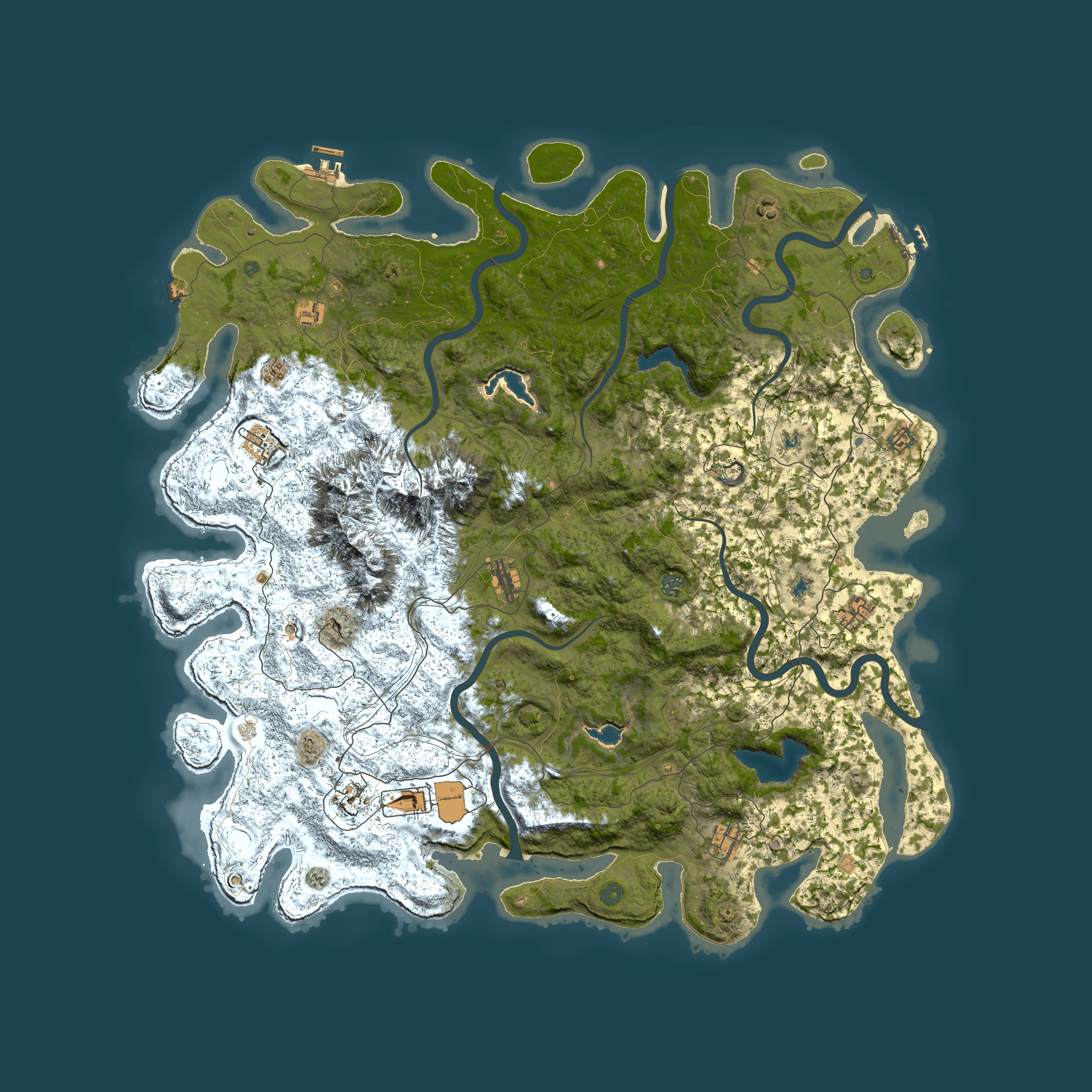 Full top-down render of Rust map seed 57425783, 5600x5600m
