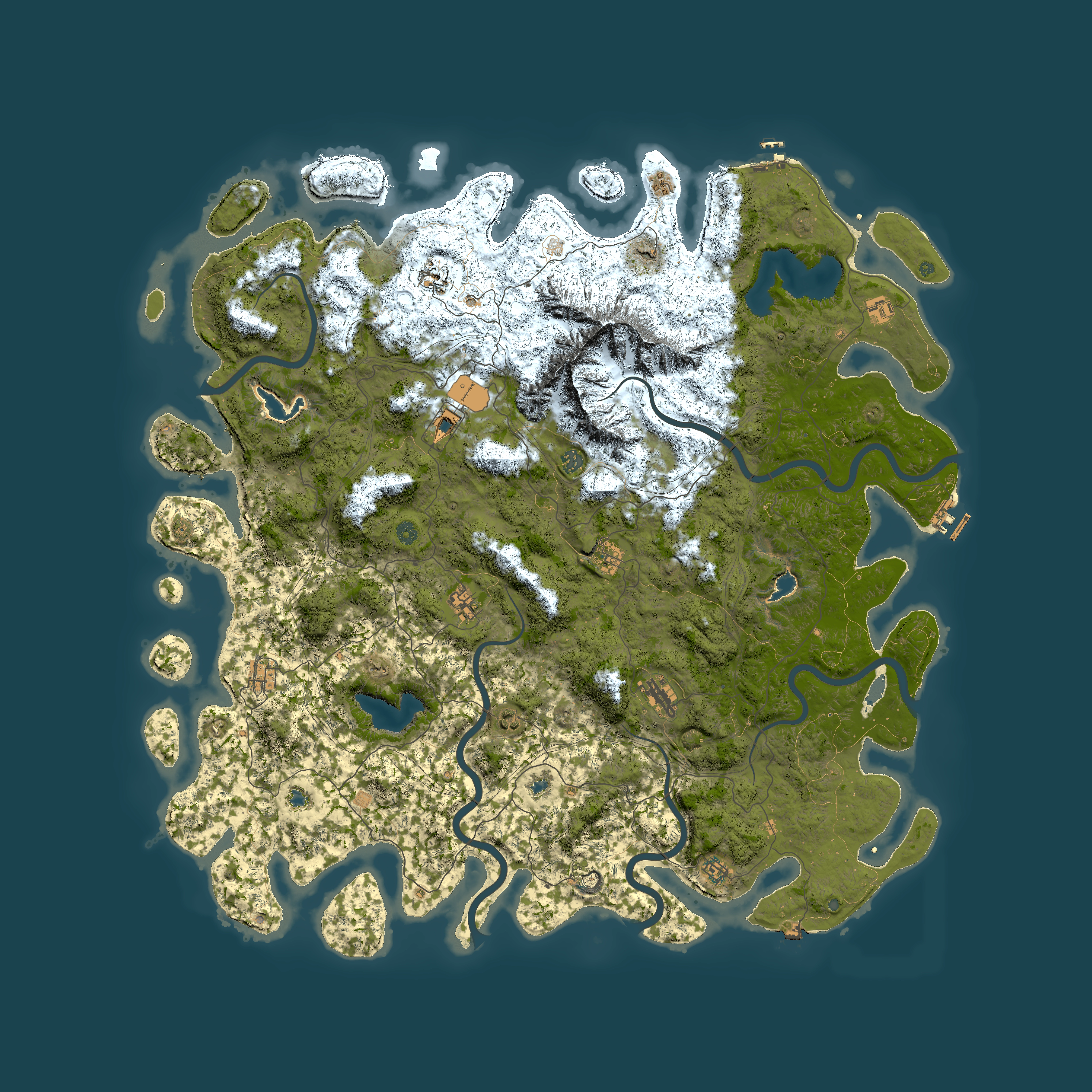 Full top-down render of Rust map seed 57425797, 5900x5900m