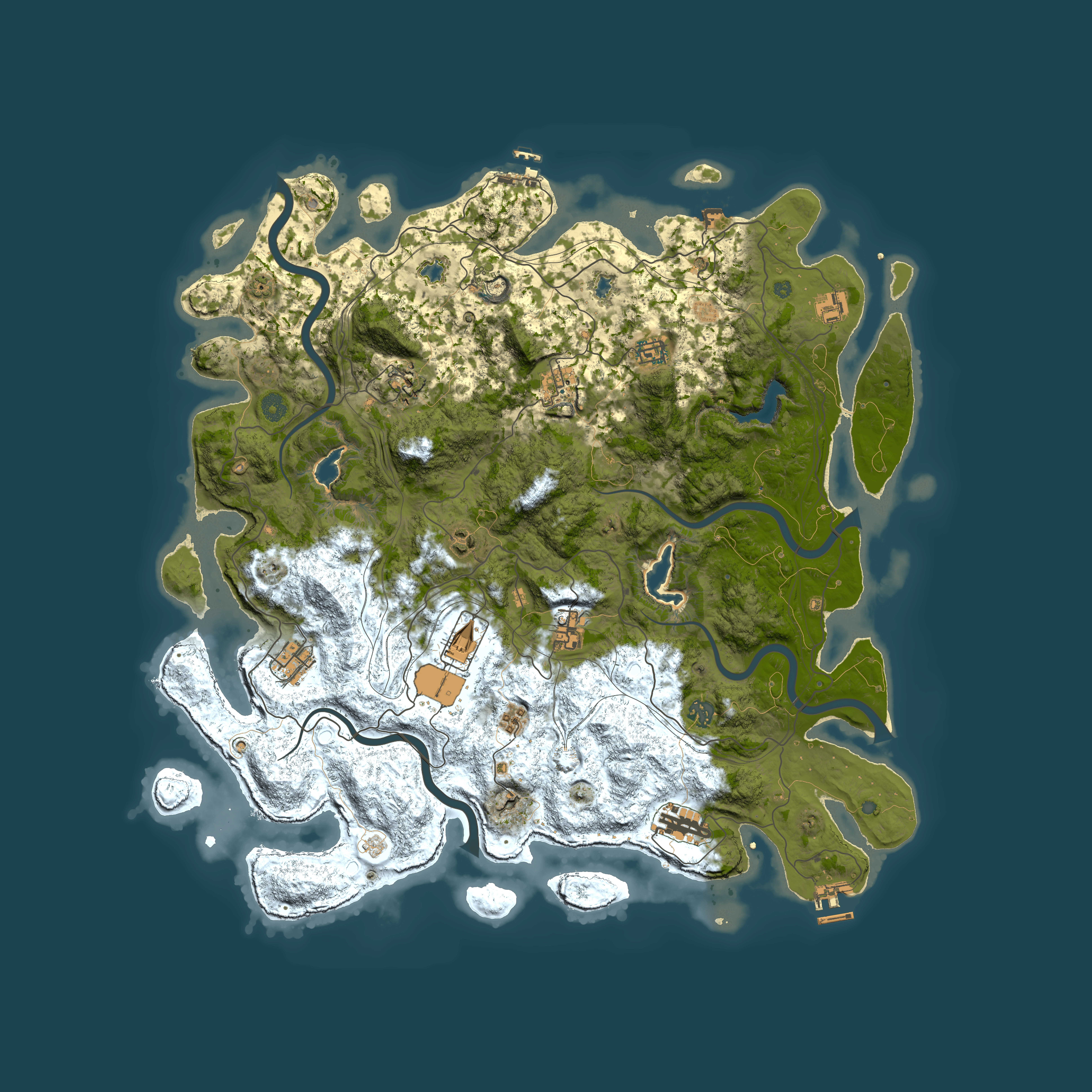Full top-down render of Rust map seed 57425805, 4800x4800m