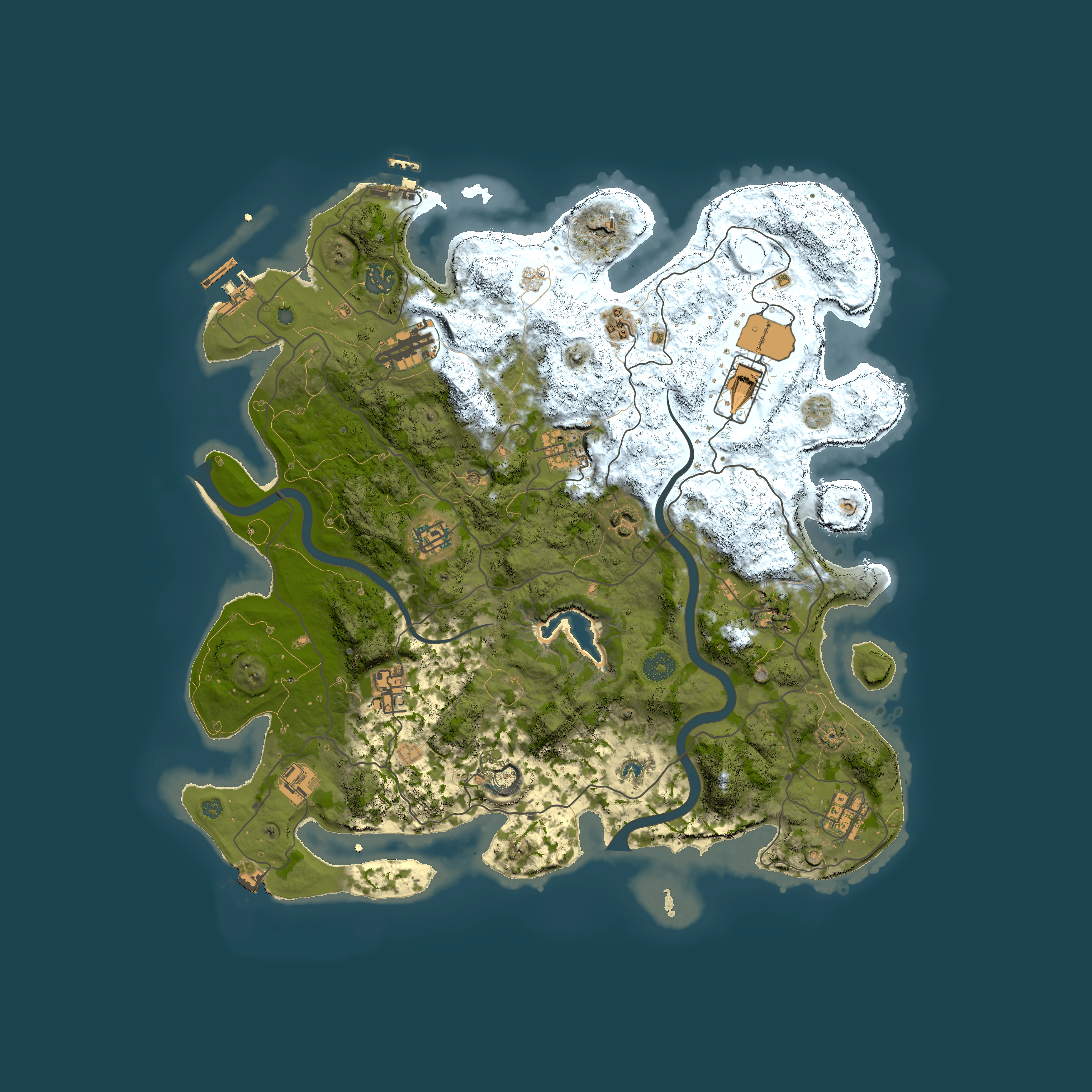 Full top-down render of Rust map seed 57425807, 4150x4150m