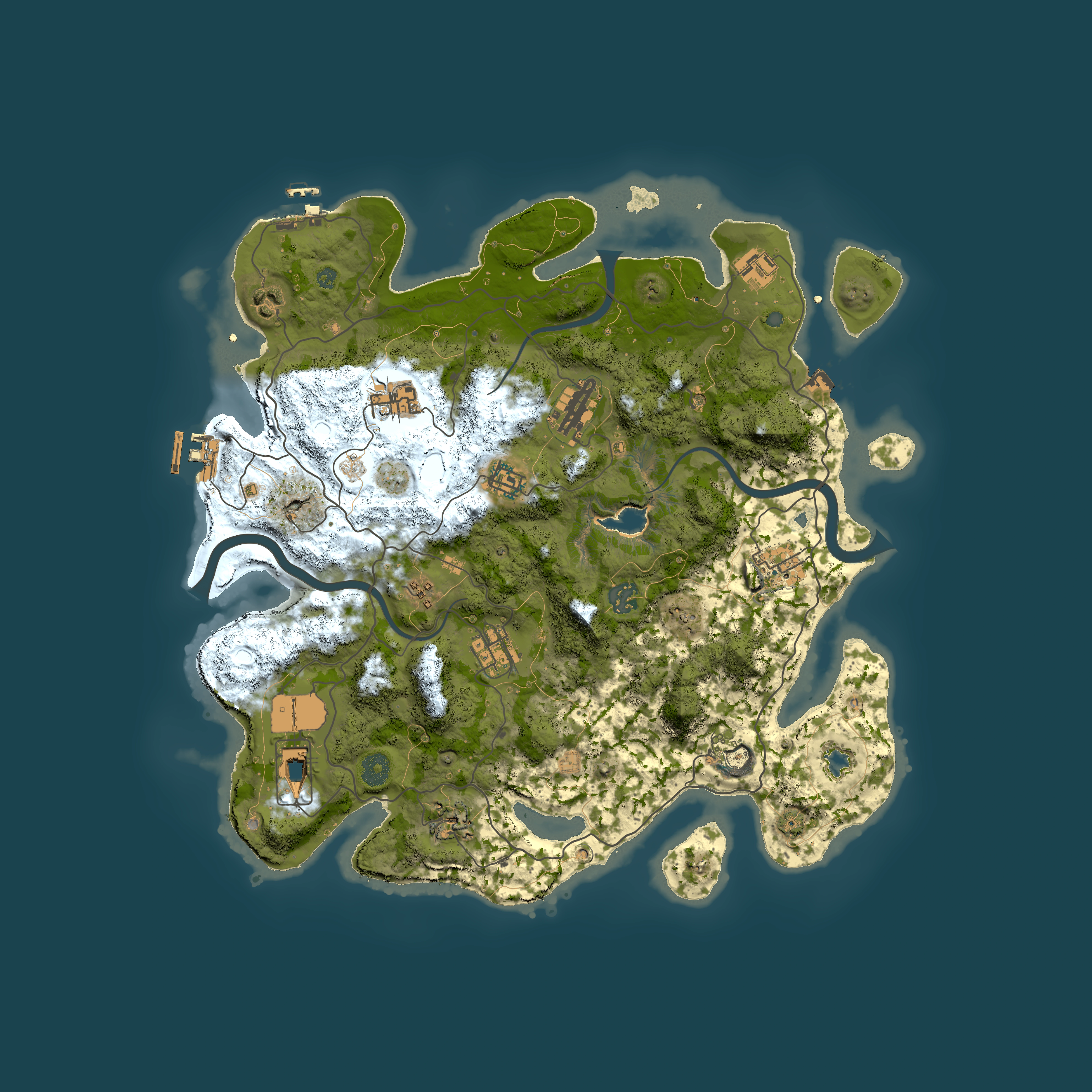 Full top-down render of Rust map seed 57425813, 4000x4000m