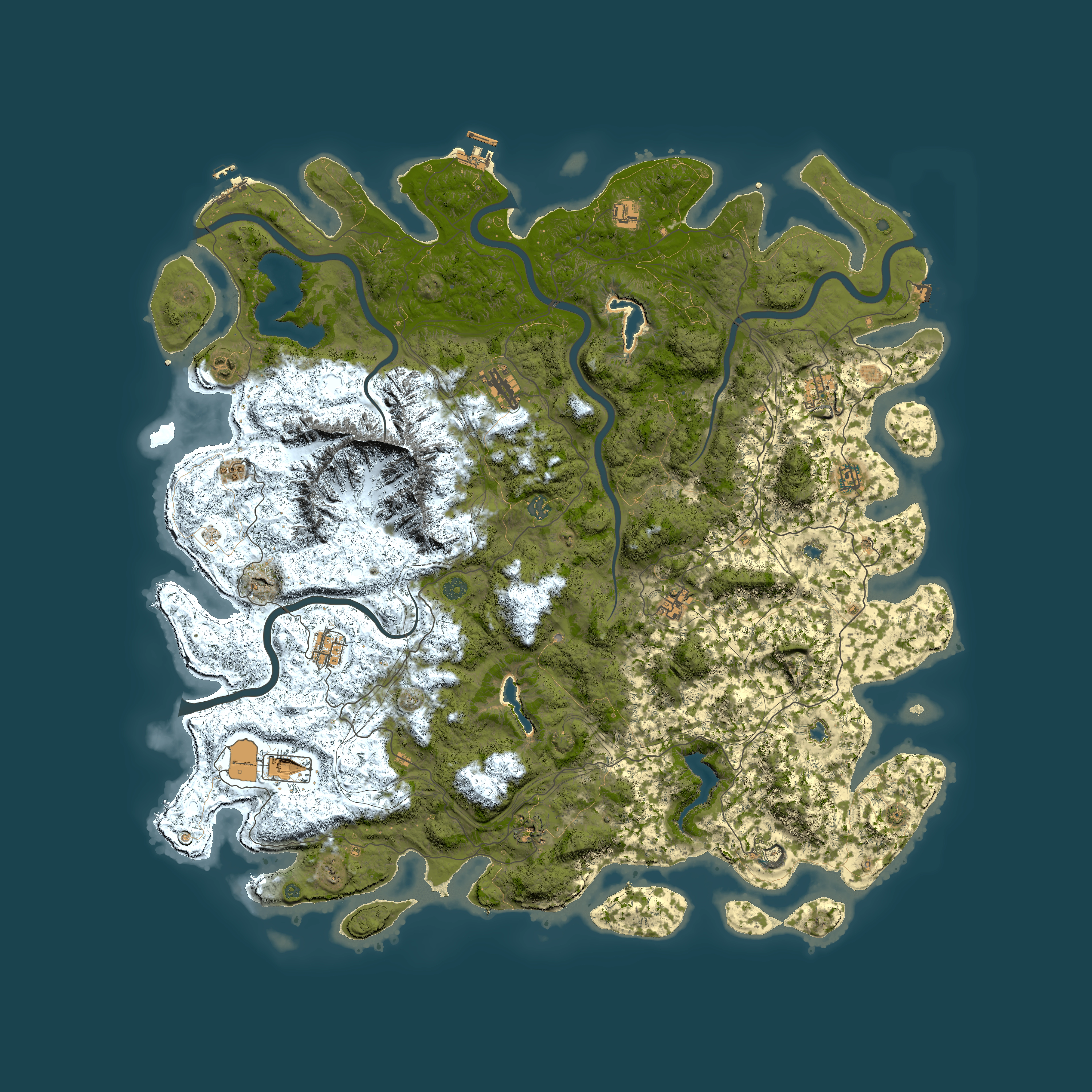 Full top-down render of Rust map seed 57425804, 5650x5650m