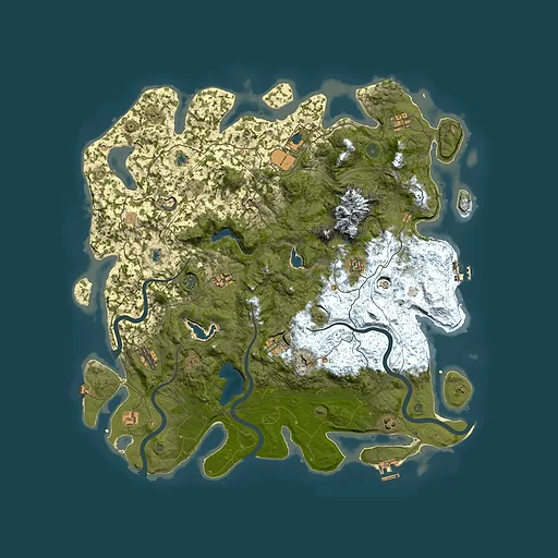 Rust map seed 57425802, 5000x5000m top-down preview