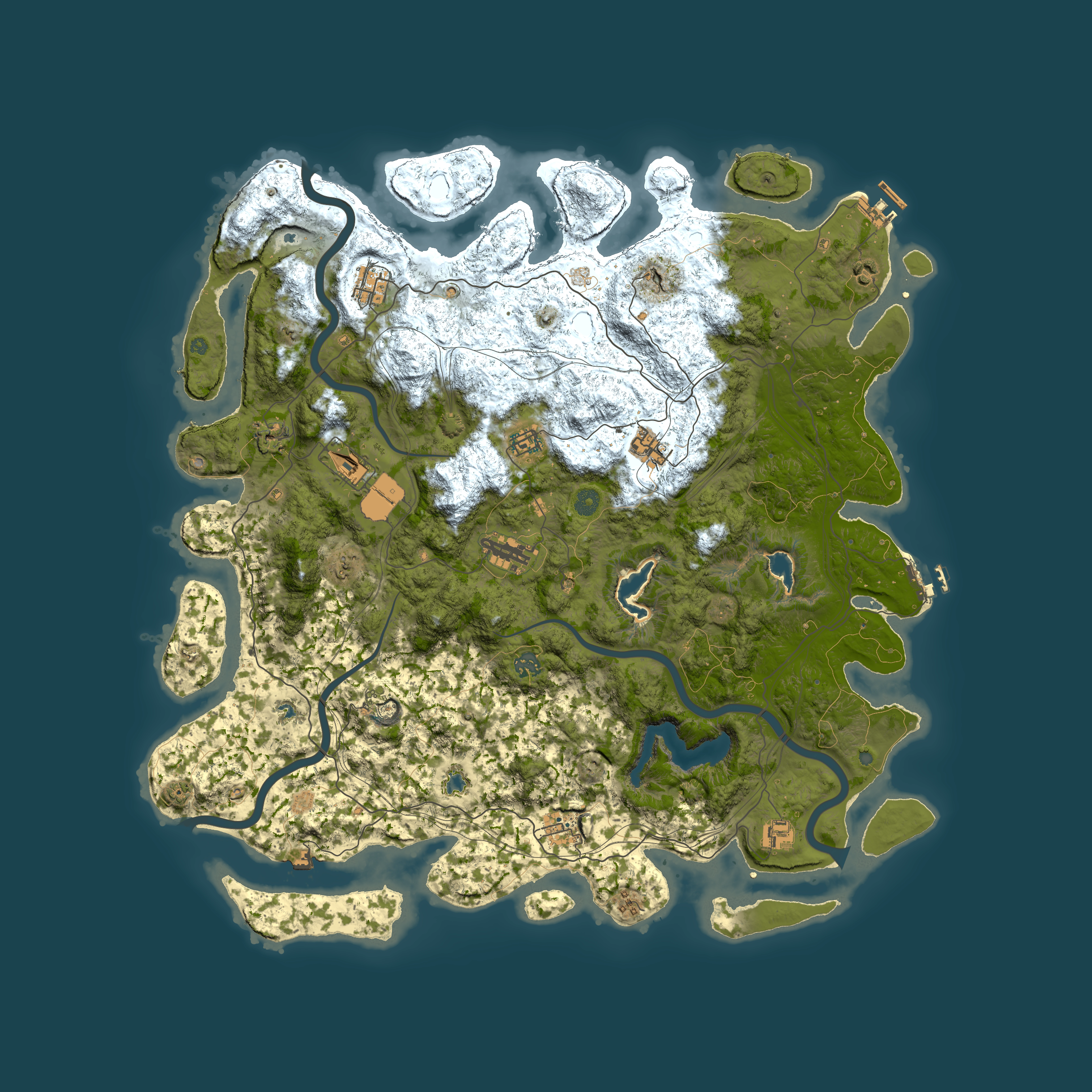 Full top-down render of Rust map seed 57425816, 4950x4950m