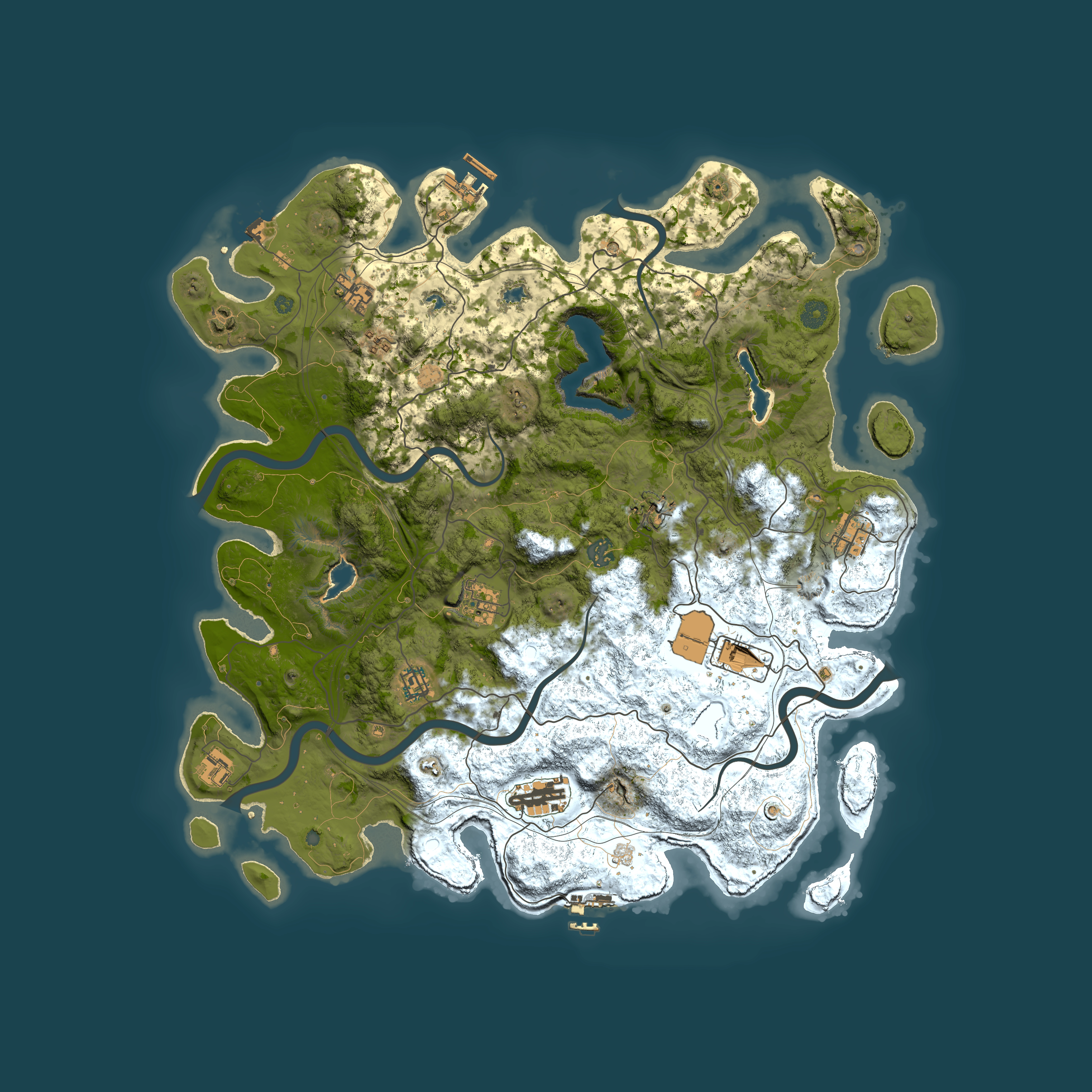 Full top-down render of Rust map seed 57425825, 4550x4550m