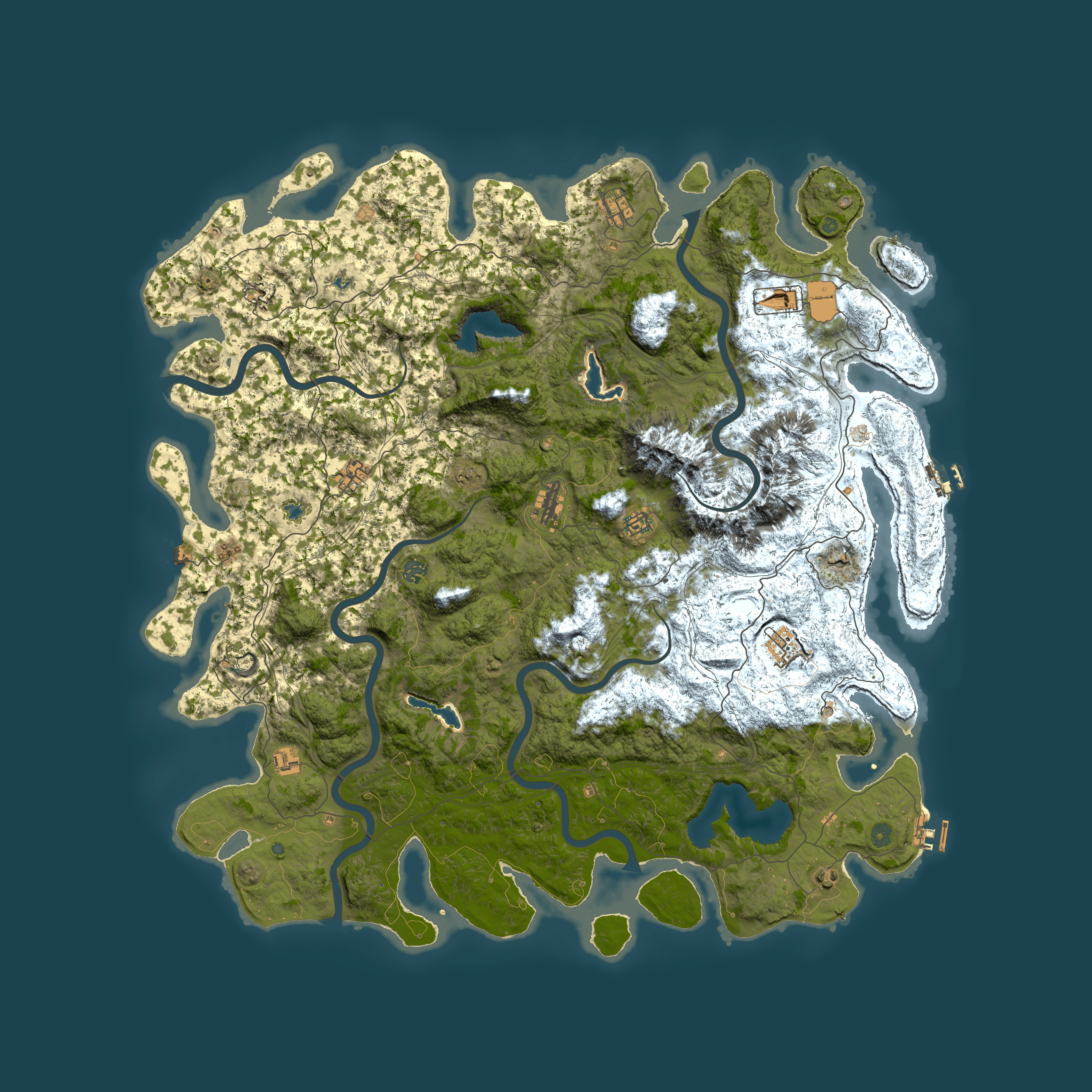 Full top-down render of Rust map seed 57425832, 5600x5600m