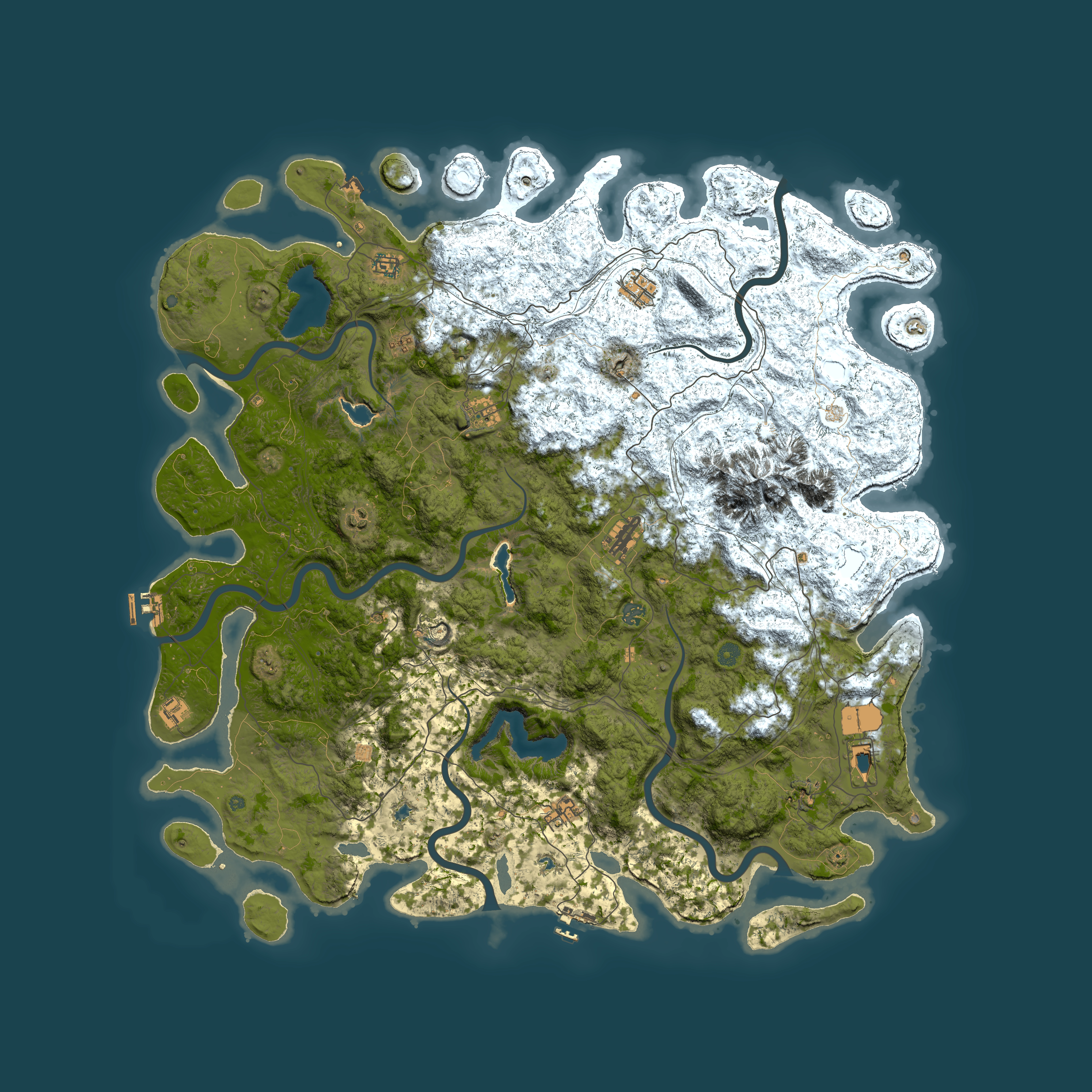 Full top-down render of Rust map seed 57425833, 5650x5650m