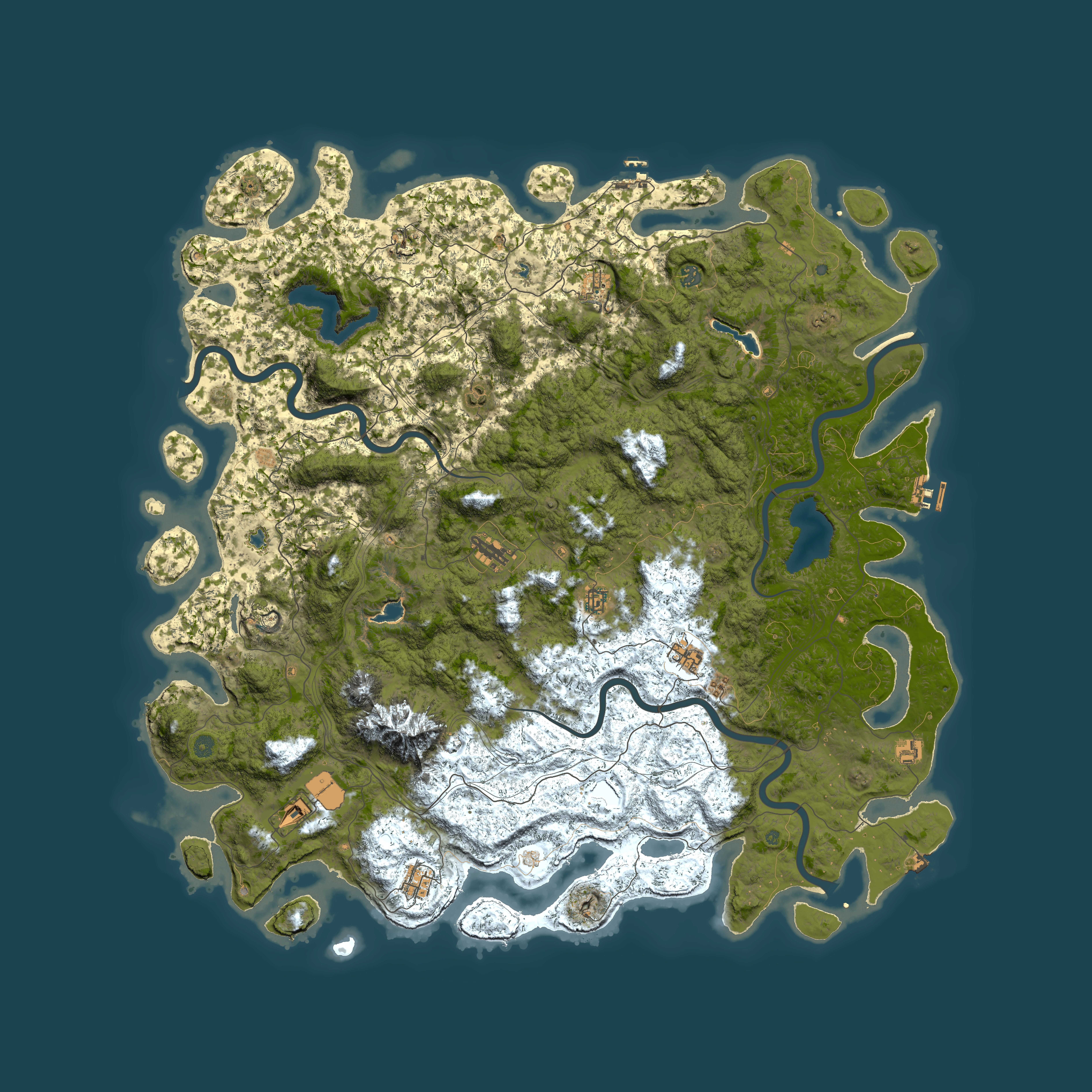 Full top-down render of Rust map seed 57425835, 6000x6000m