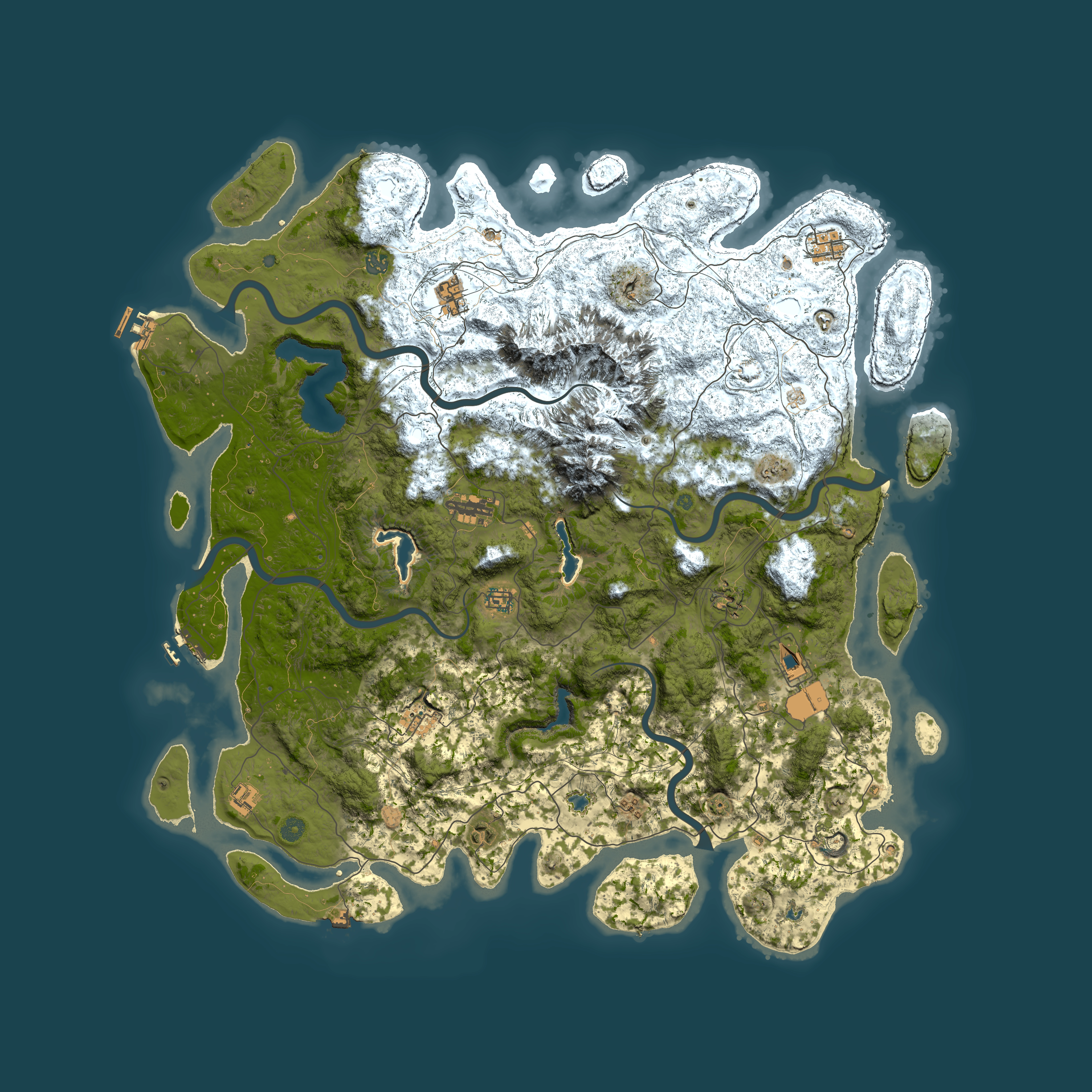Full top-down render of Rust map seed 57425840, 5400x5400m