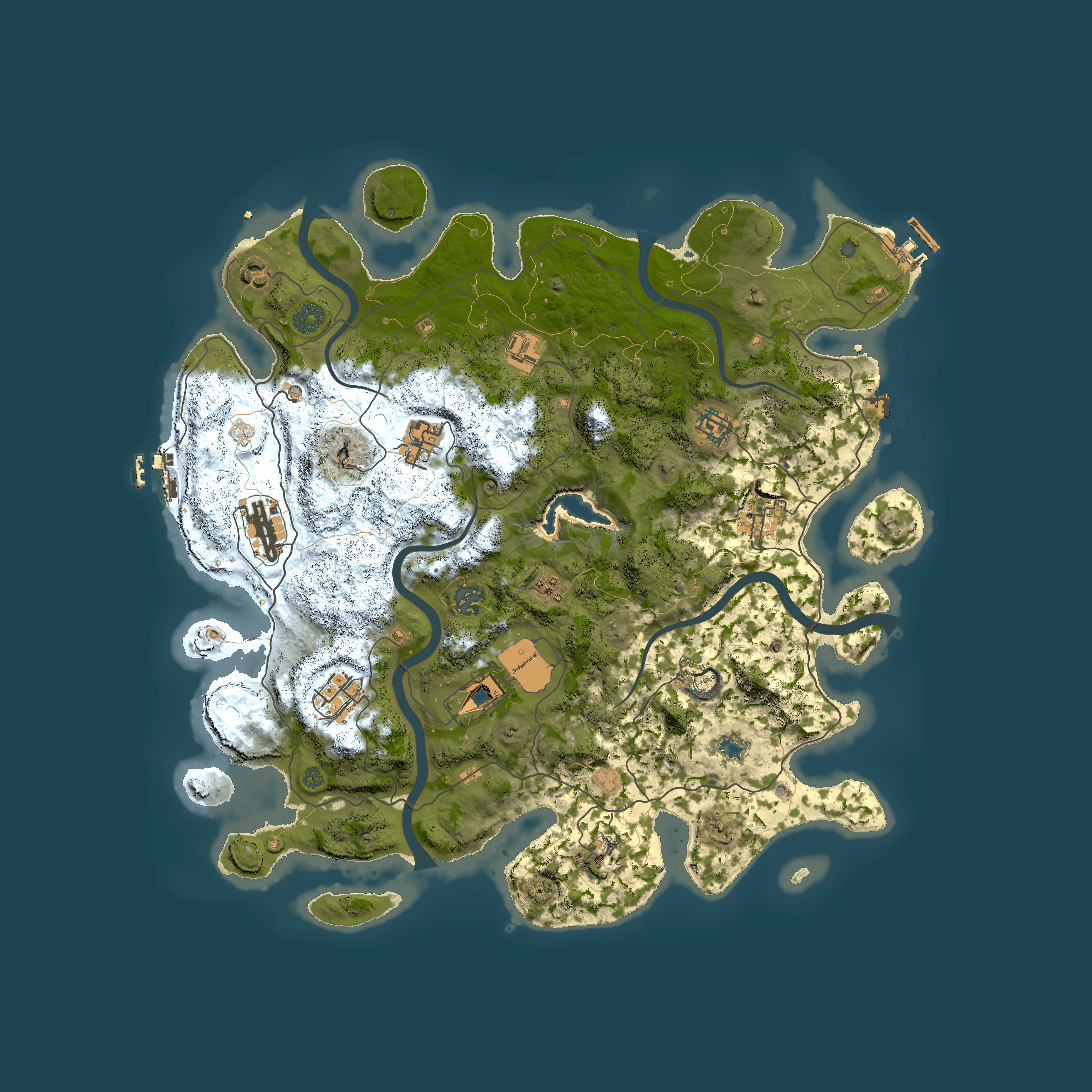 Full top-down render of Rust map seed 57425843, 4100x4100m