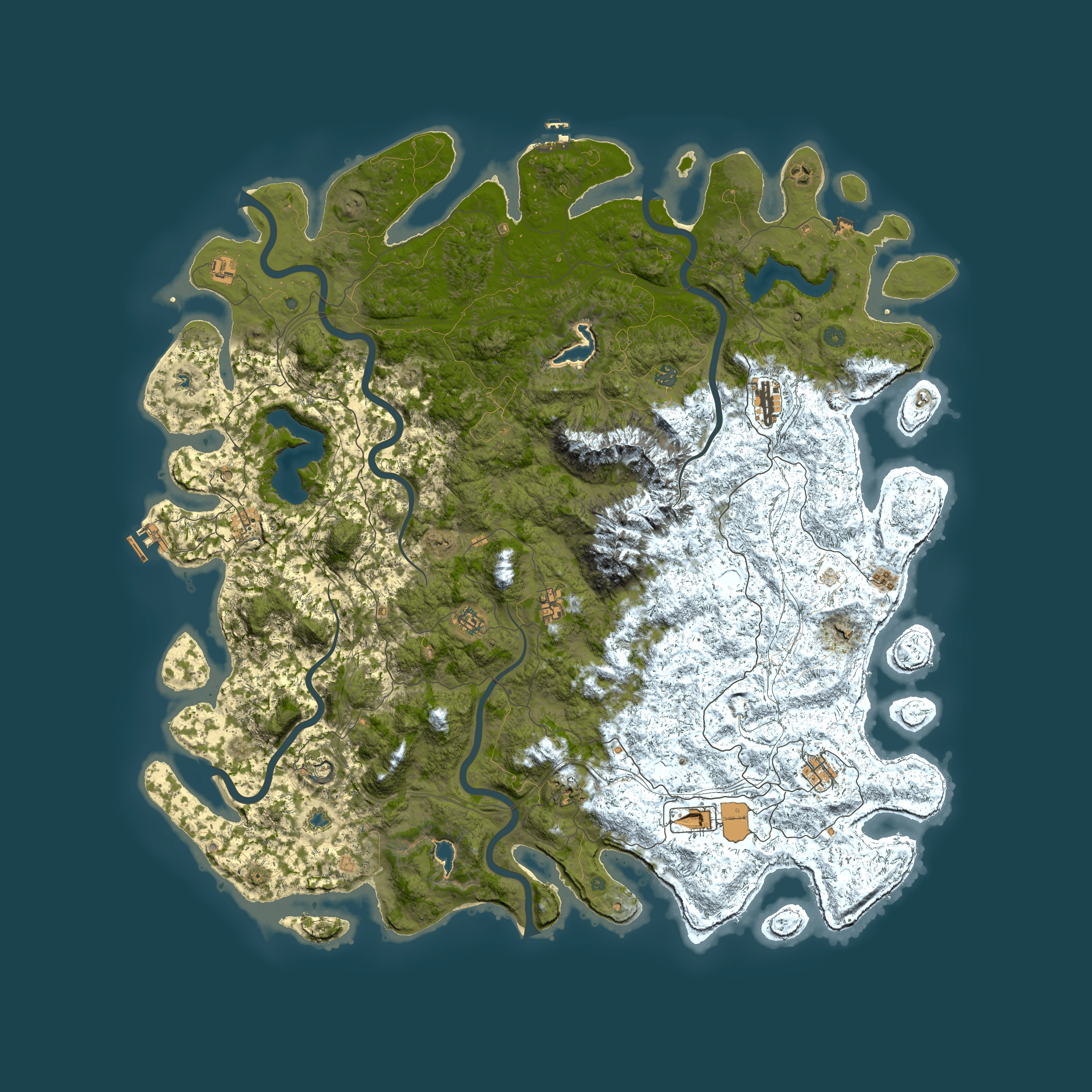 Full top-down render of Rust map seed 57425851, 5950x5950m