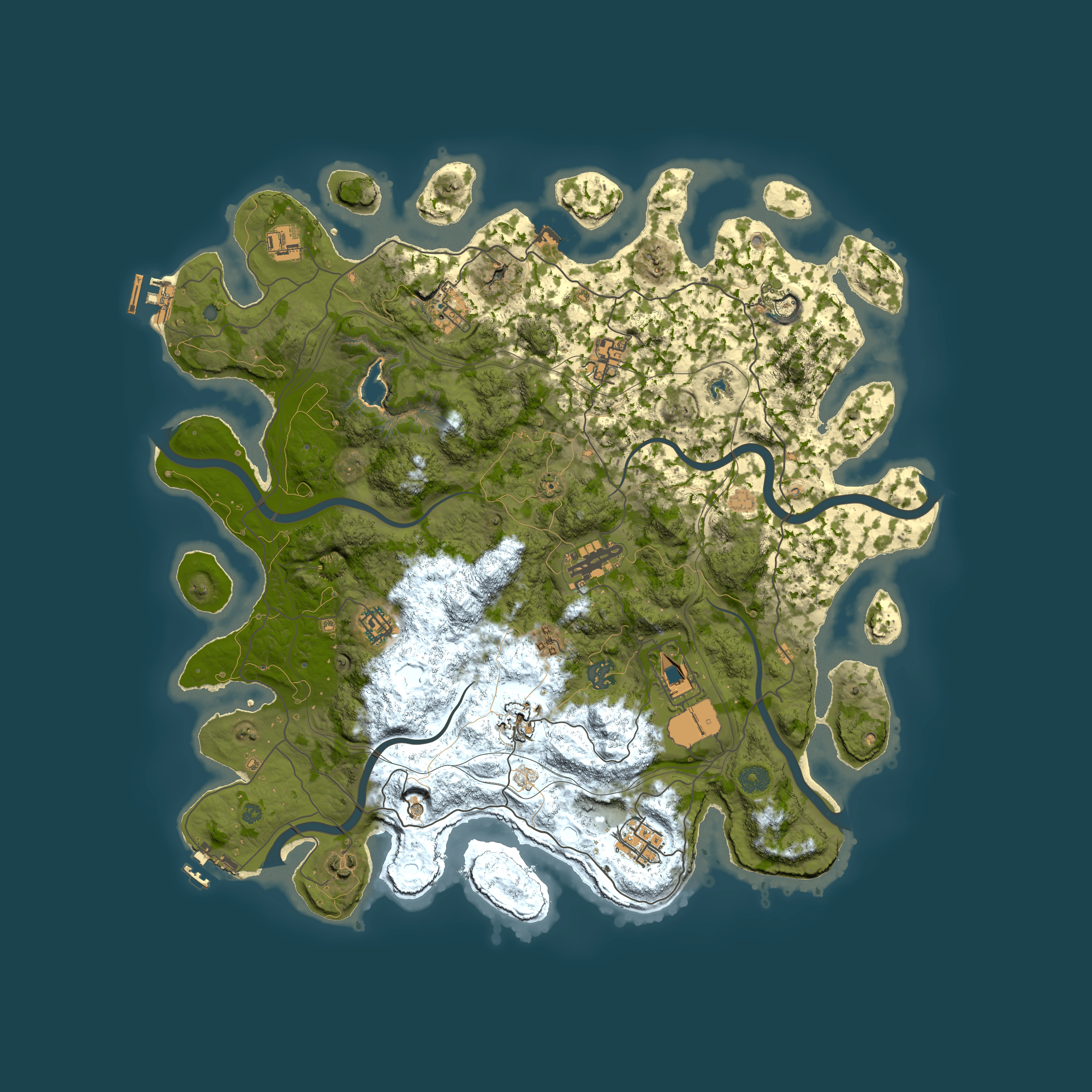 Full top-down render of Rust map seed 57425852, 4350x4350m