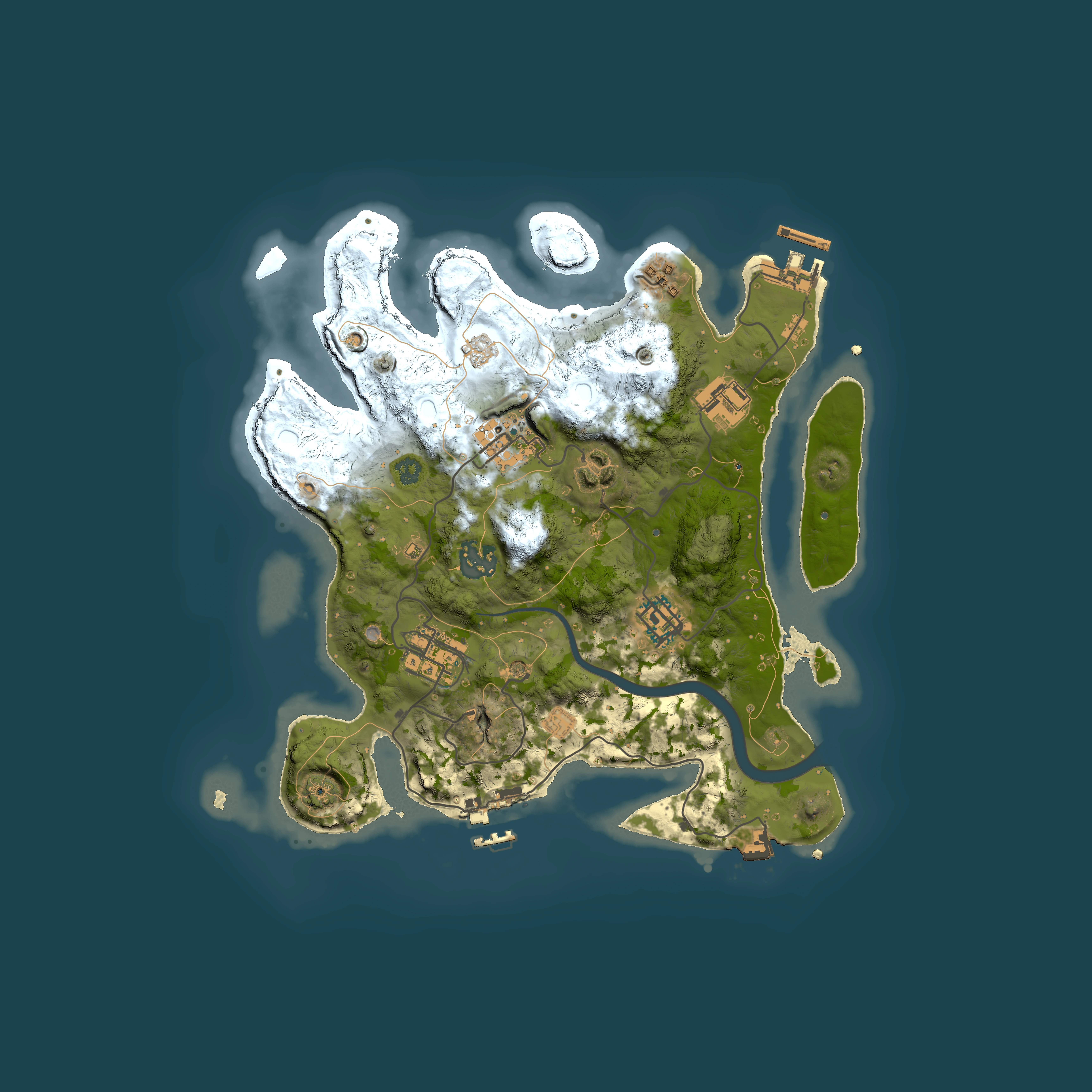 Full top-down render of Rust map seed 1211911587, 3000x3000m