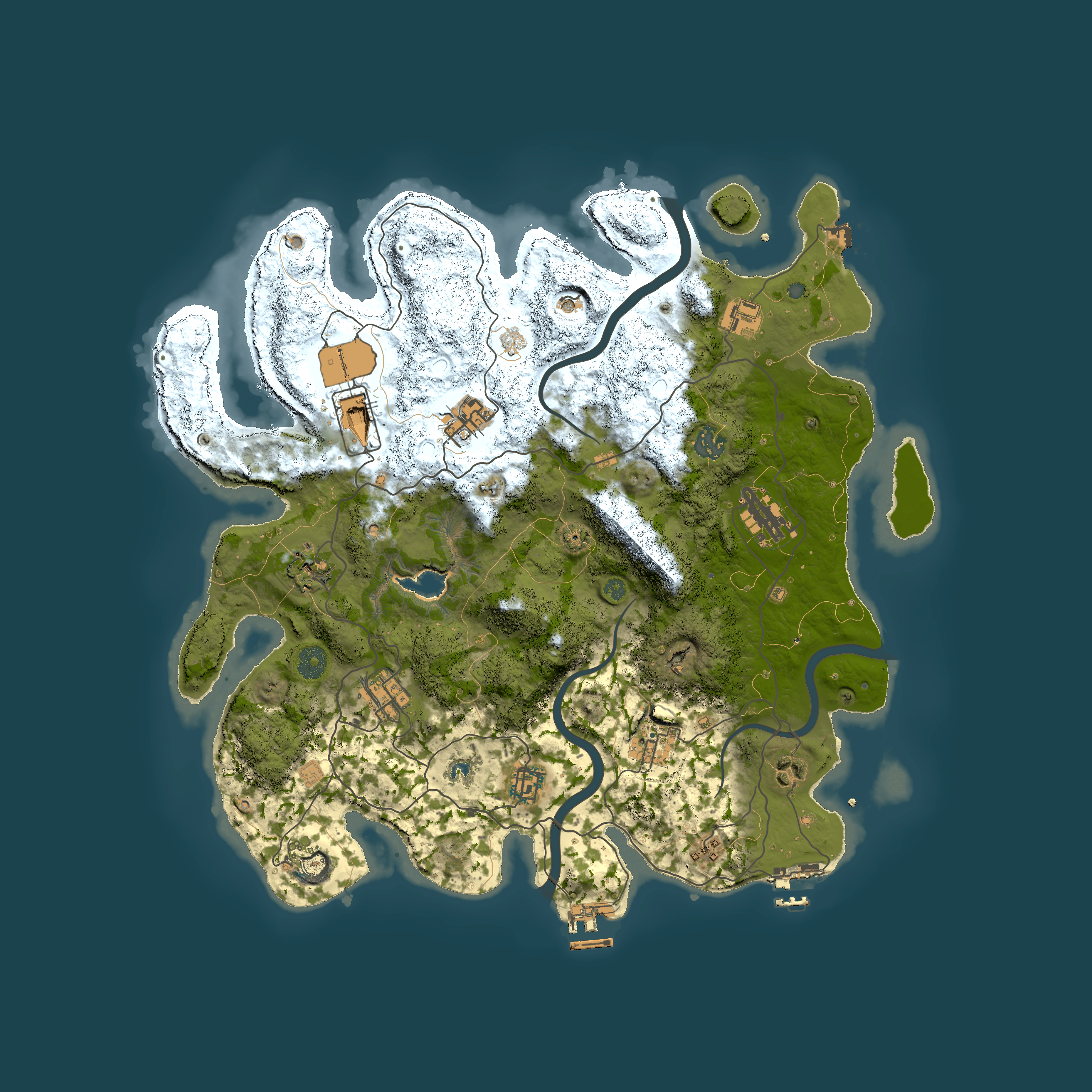 Full top-down render of Rust map seed 2012390747, 4000x4000m