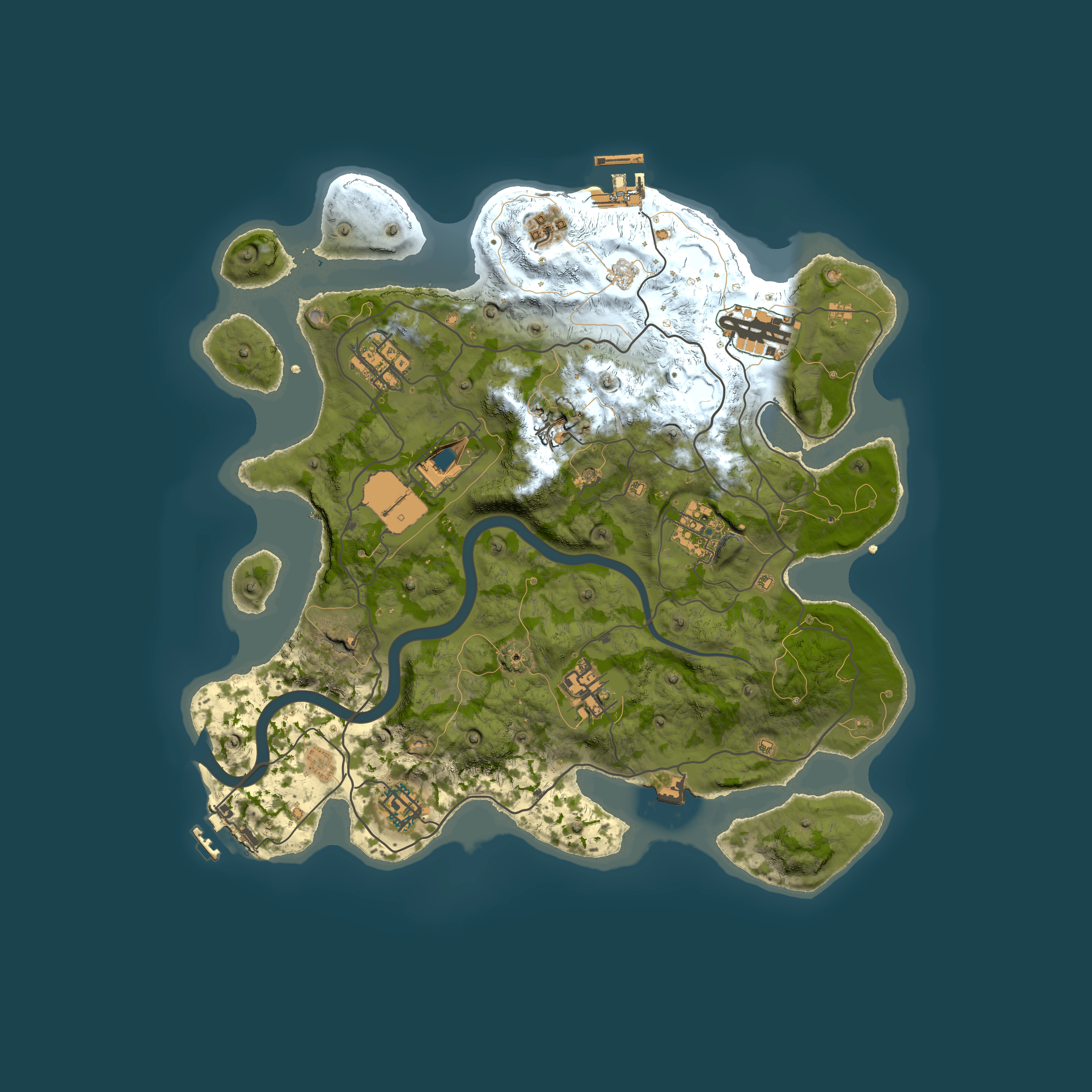 Full top-down render of Rust map seed 1337, 3400x3400m