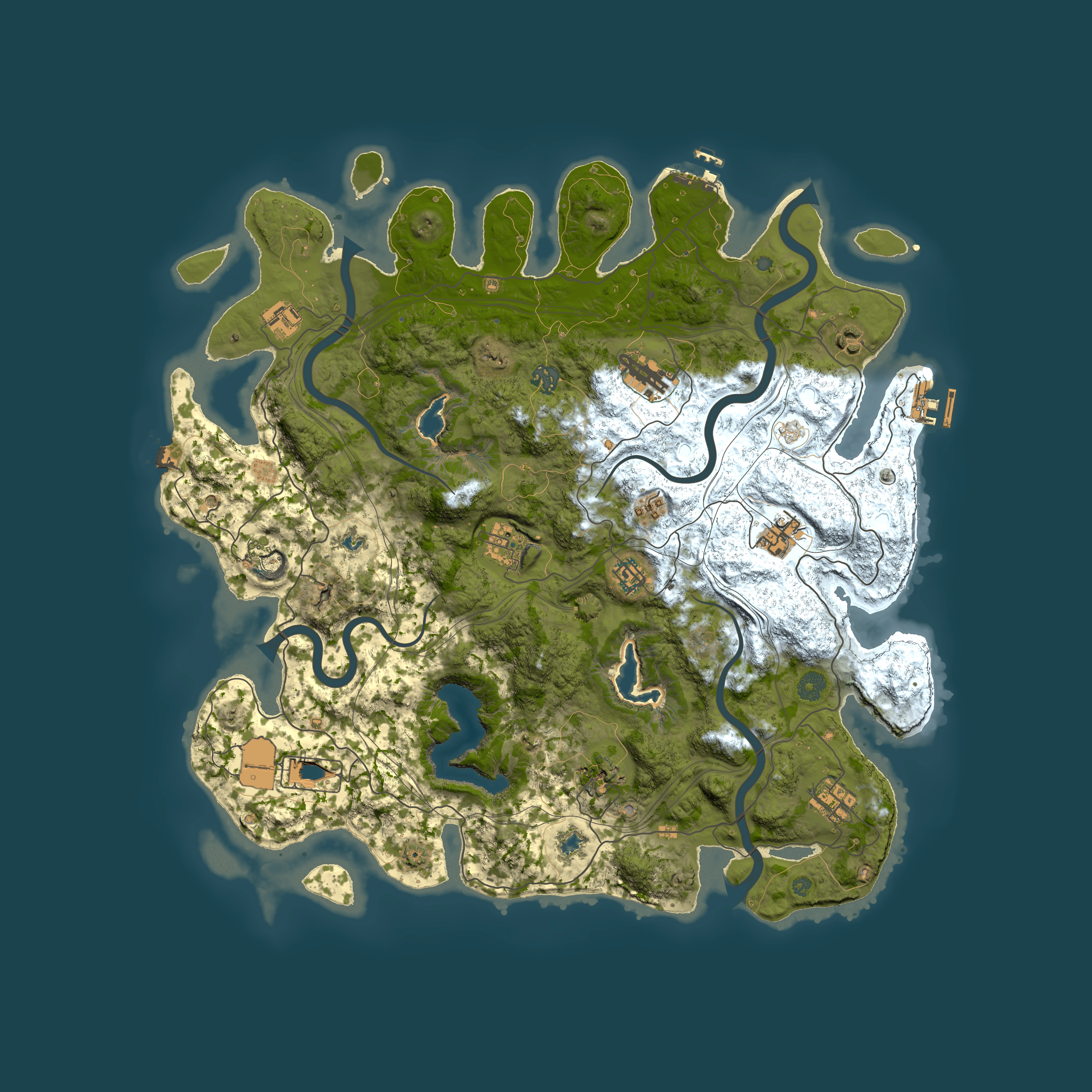 Full top-down render of Rust map seed 2040014538, 4500x4500m