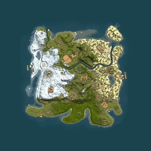 Rust map seed 73077957, 3500x3500m top-down preview
