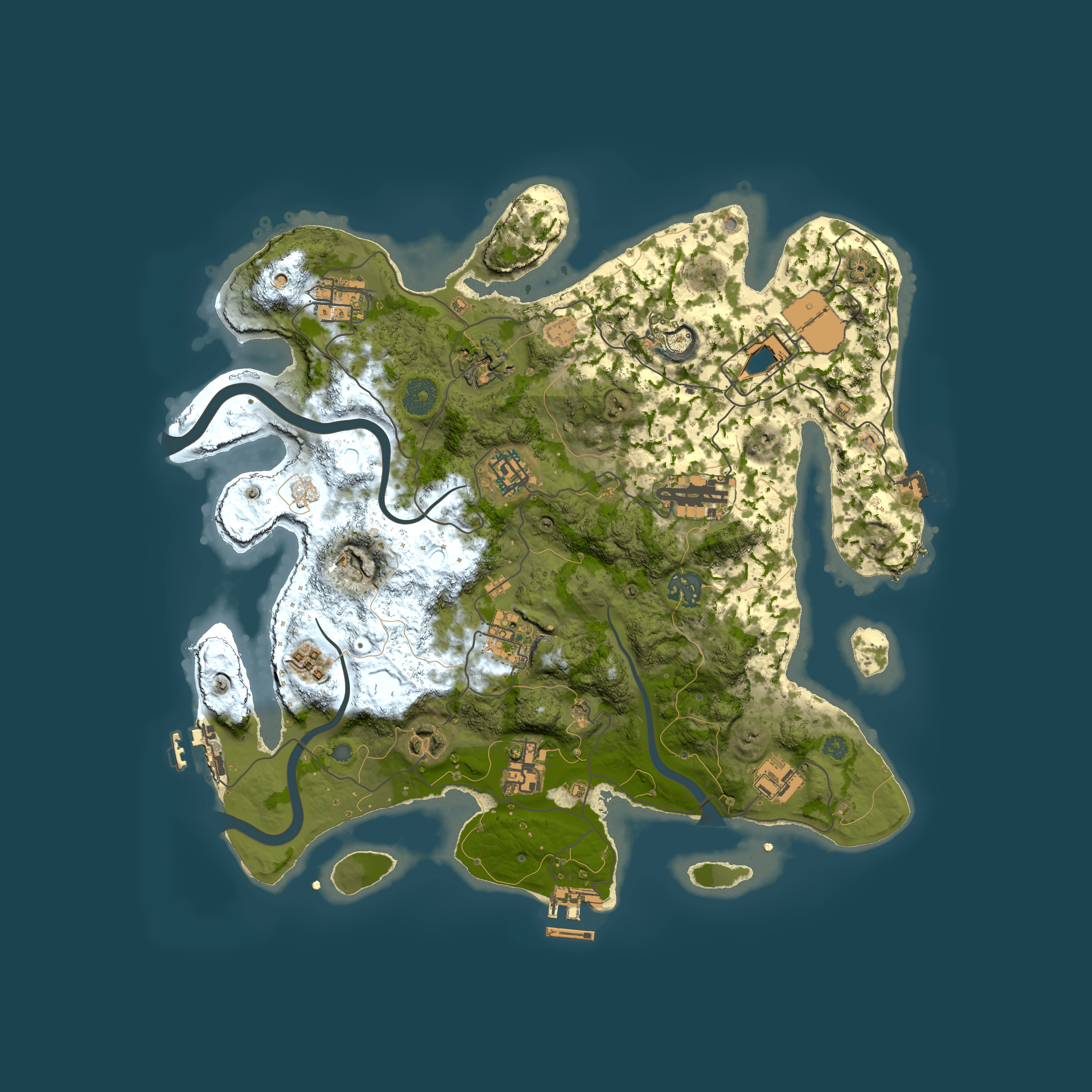Full top-down render of Rust map seed 1237548545, 3500x3500m
