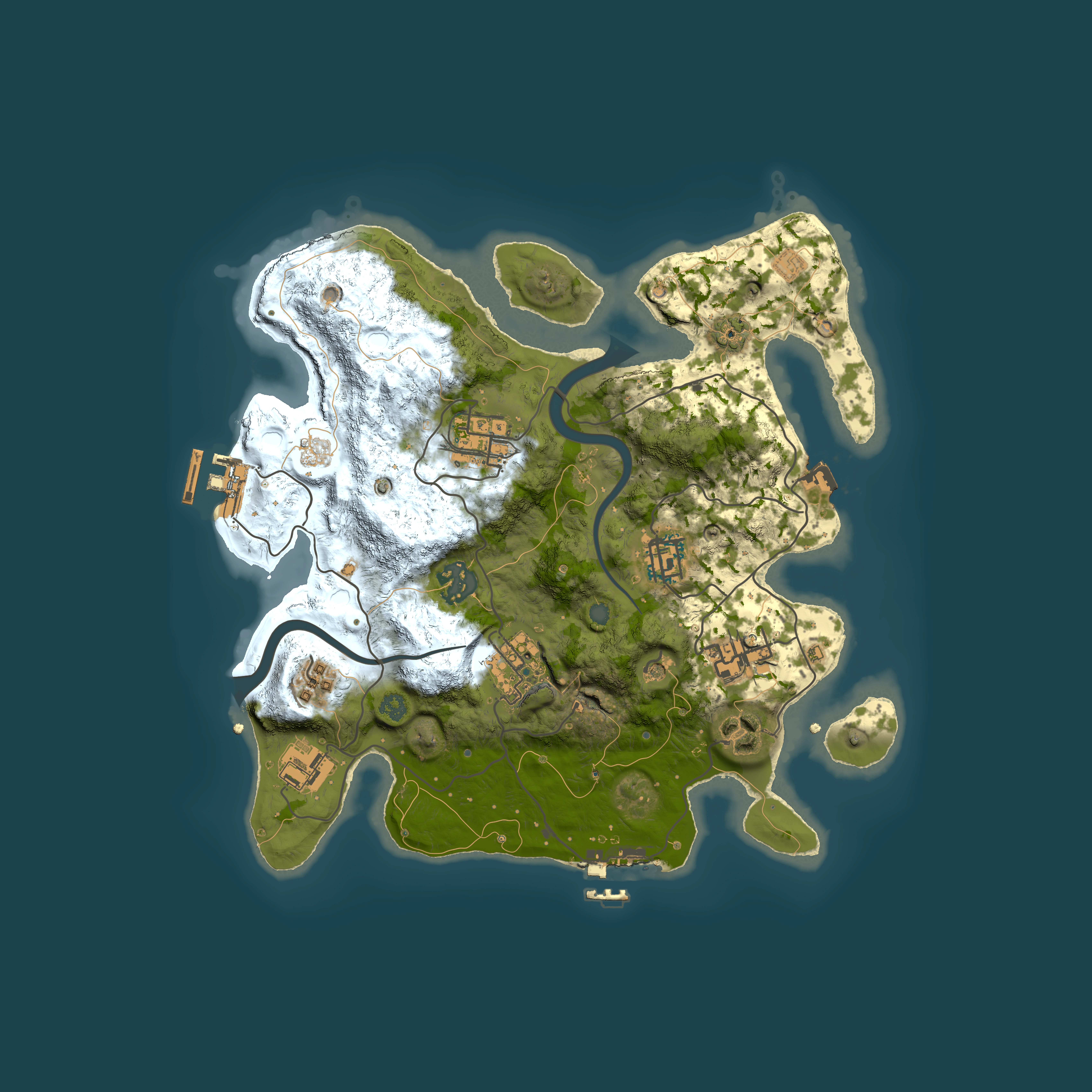 Full top-down render of Rust map seed 499574938, 3000x3000m