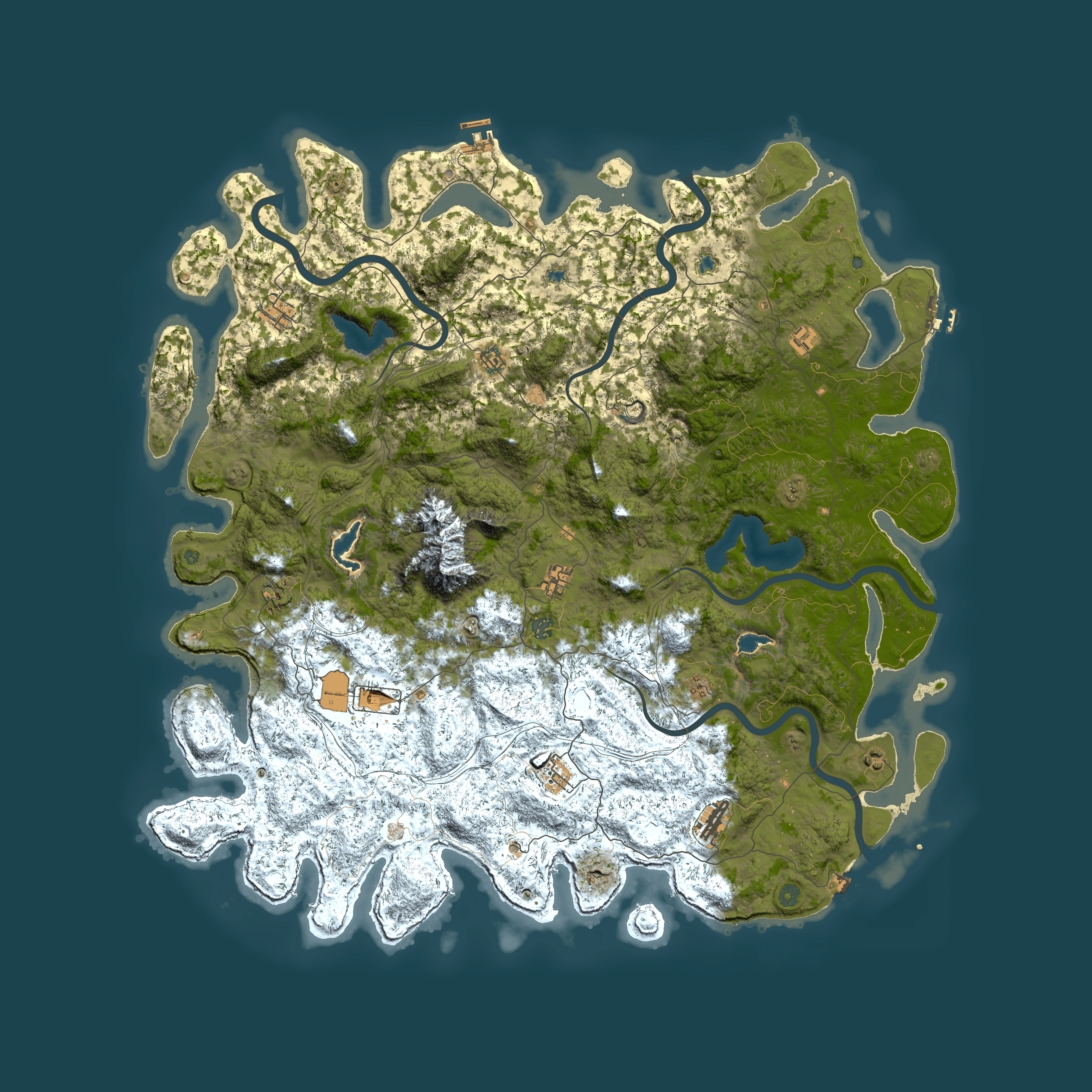 Full top-down render of Rust map seed 1573057602, 5850x5850m