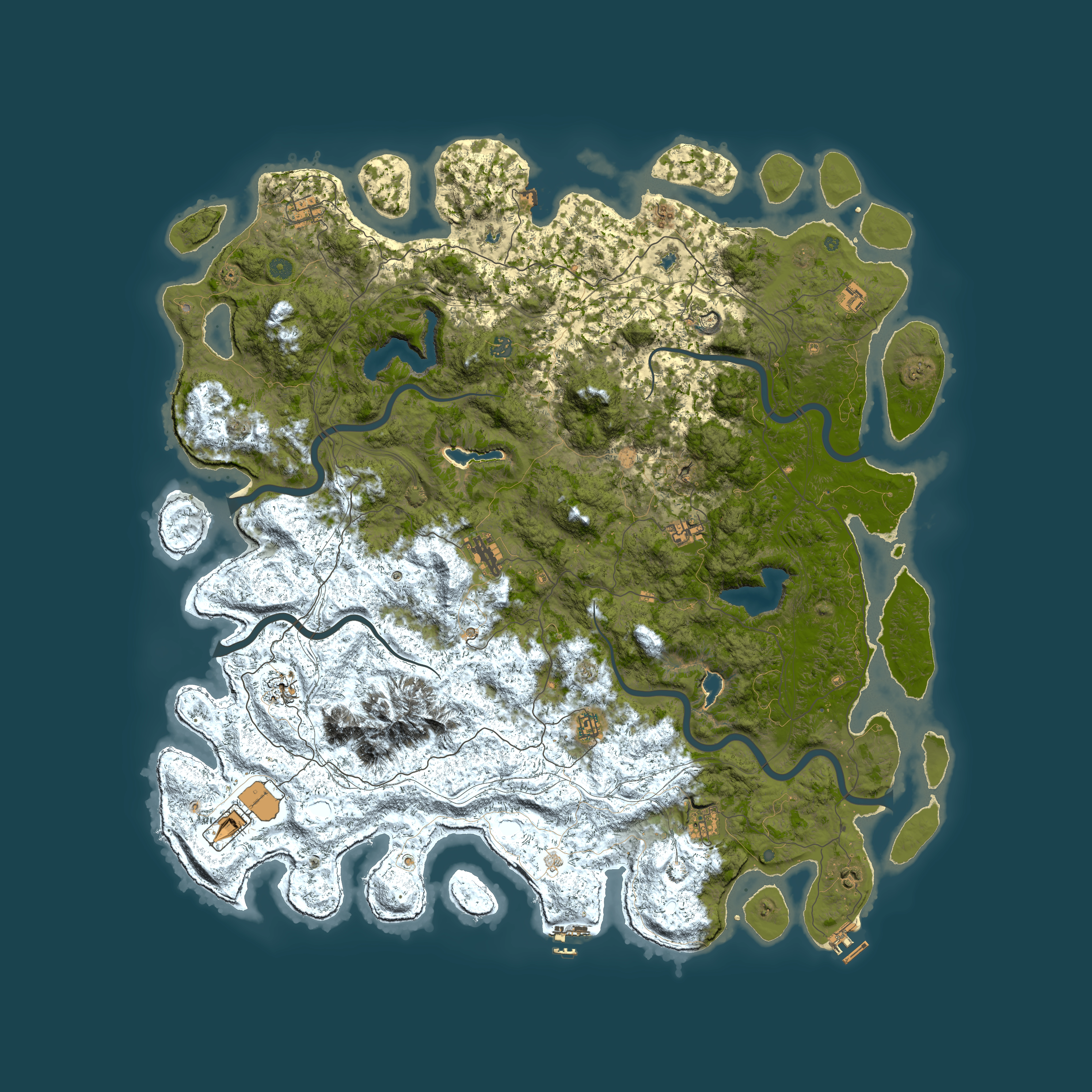Full top-down render of Rust map seed 1483401358, 5850x5850m