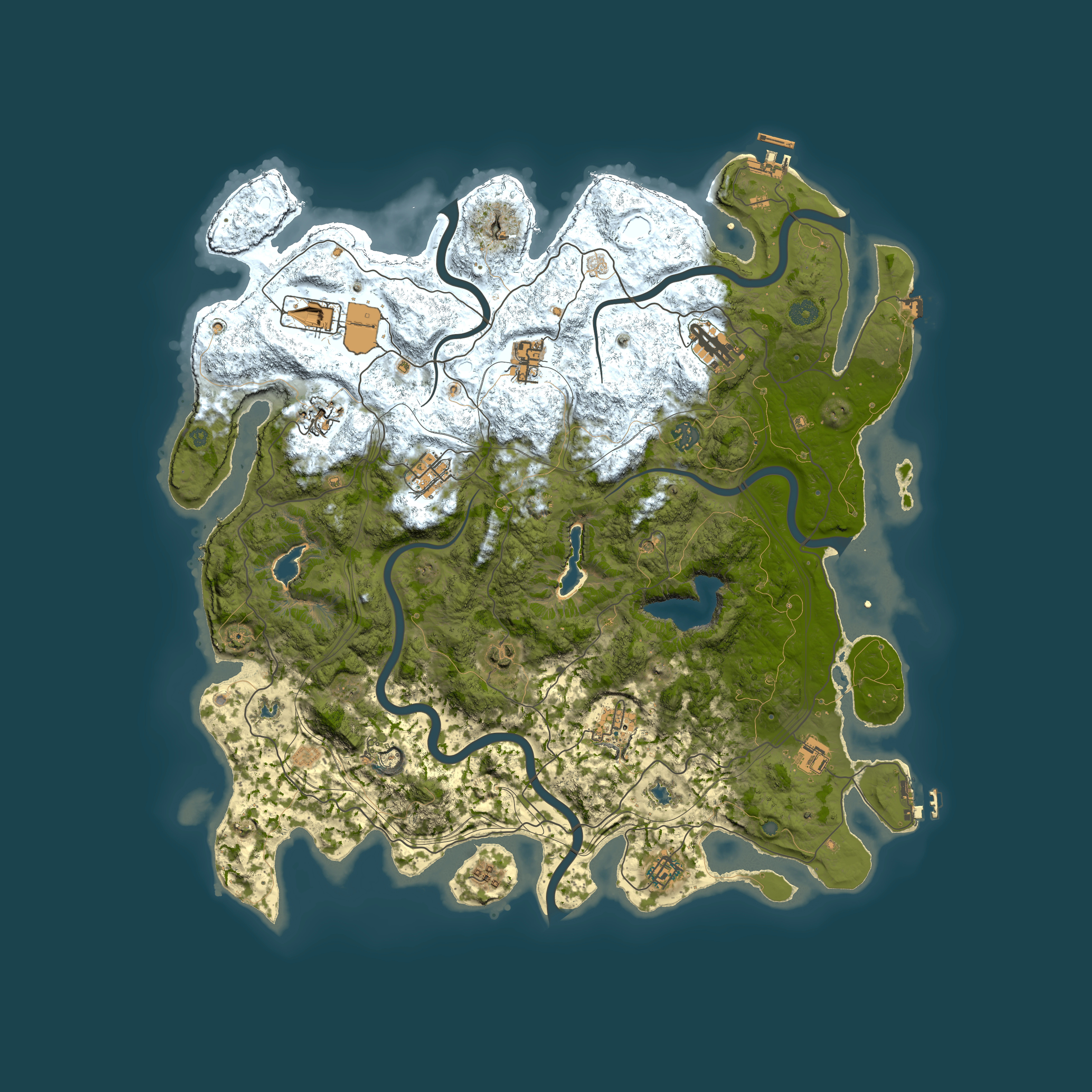 Full top-down render of Rust map seed 1621405573, 4600x4600m