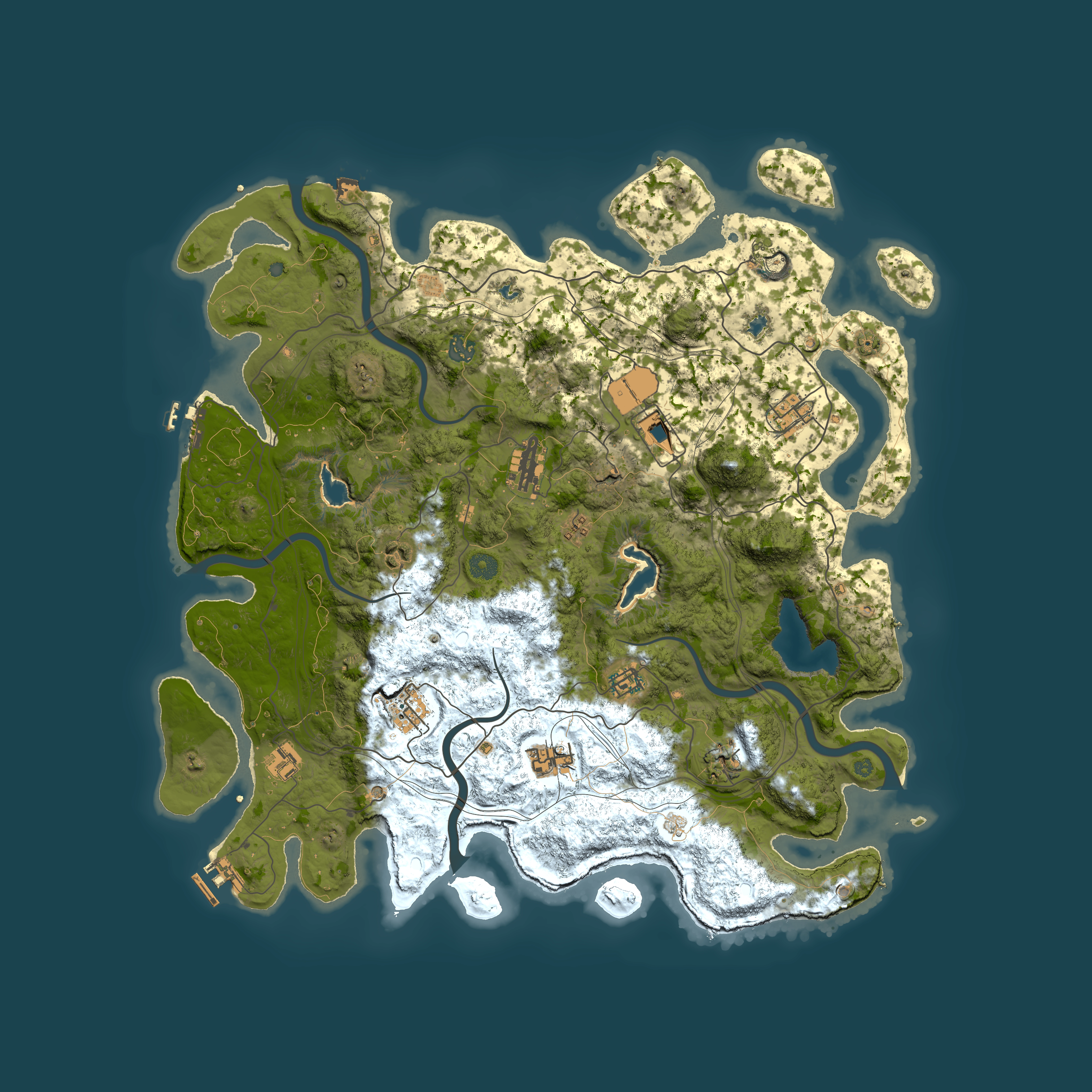 Full top-down render of Rust map seed 173143109, 4600x4600m