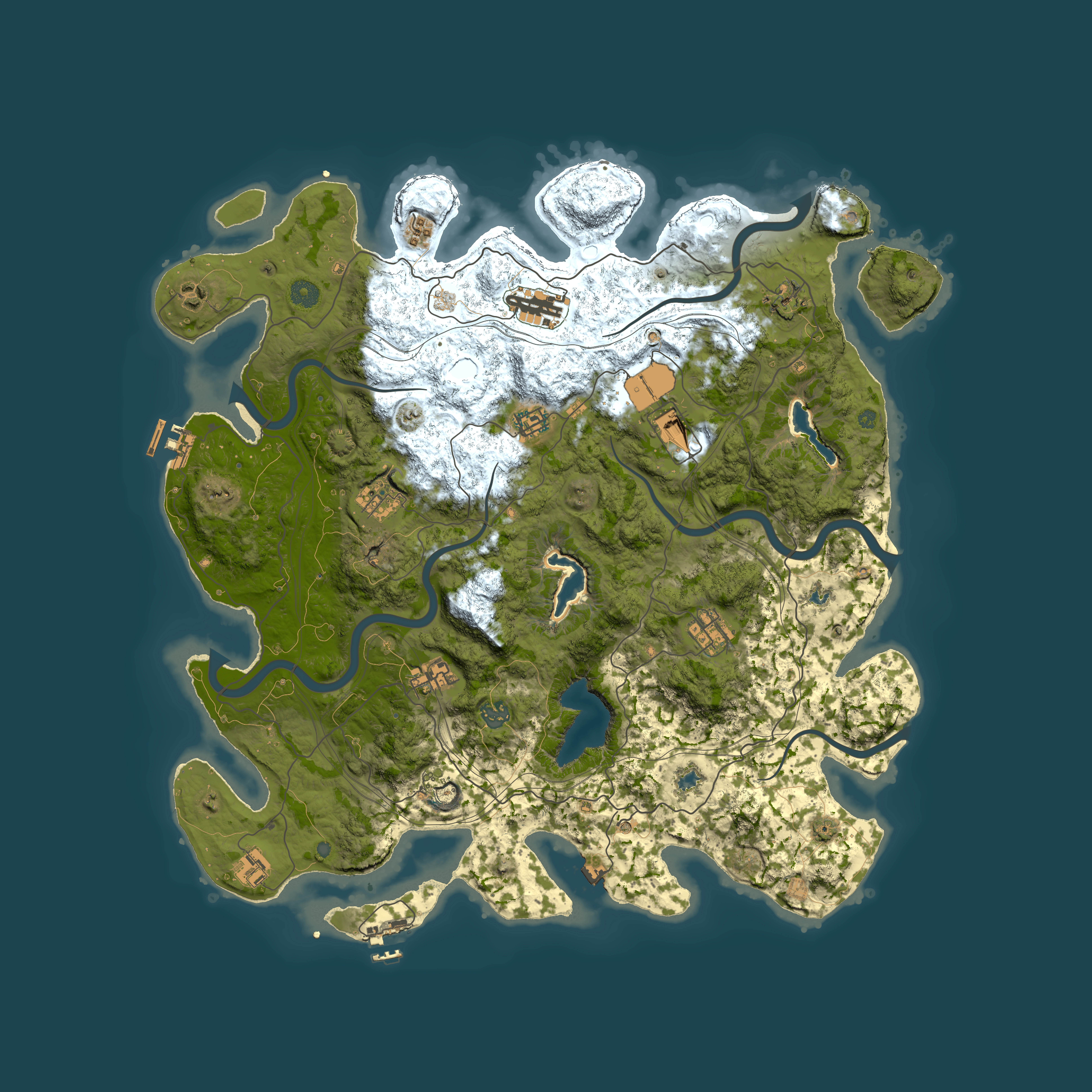 Full top-down render of Rust map seed 491576120, 4550x4550m