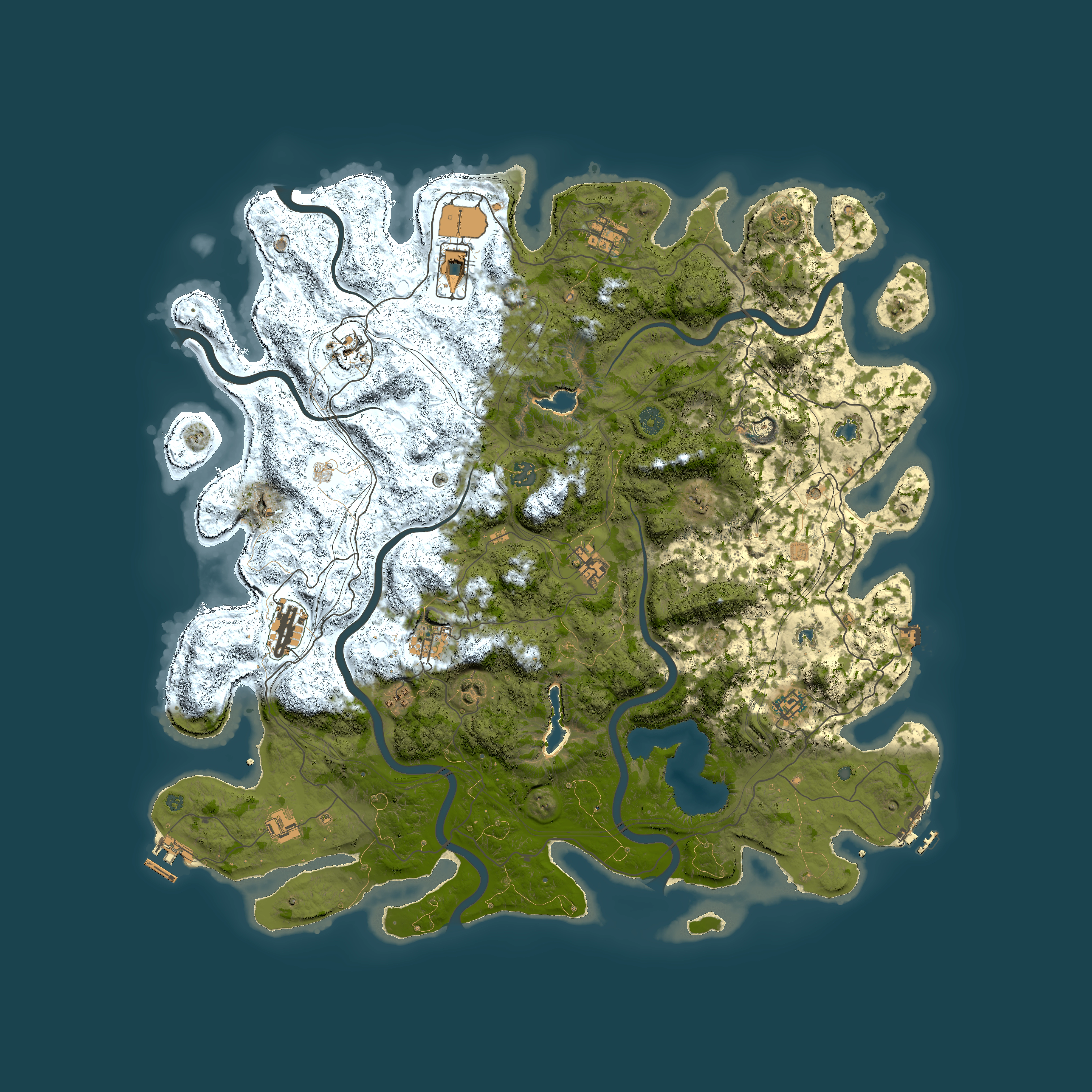 Full top-down render of Rust map seed 1501822864, 4900x4900m