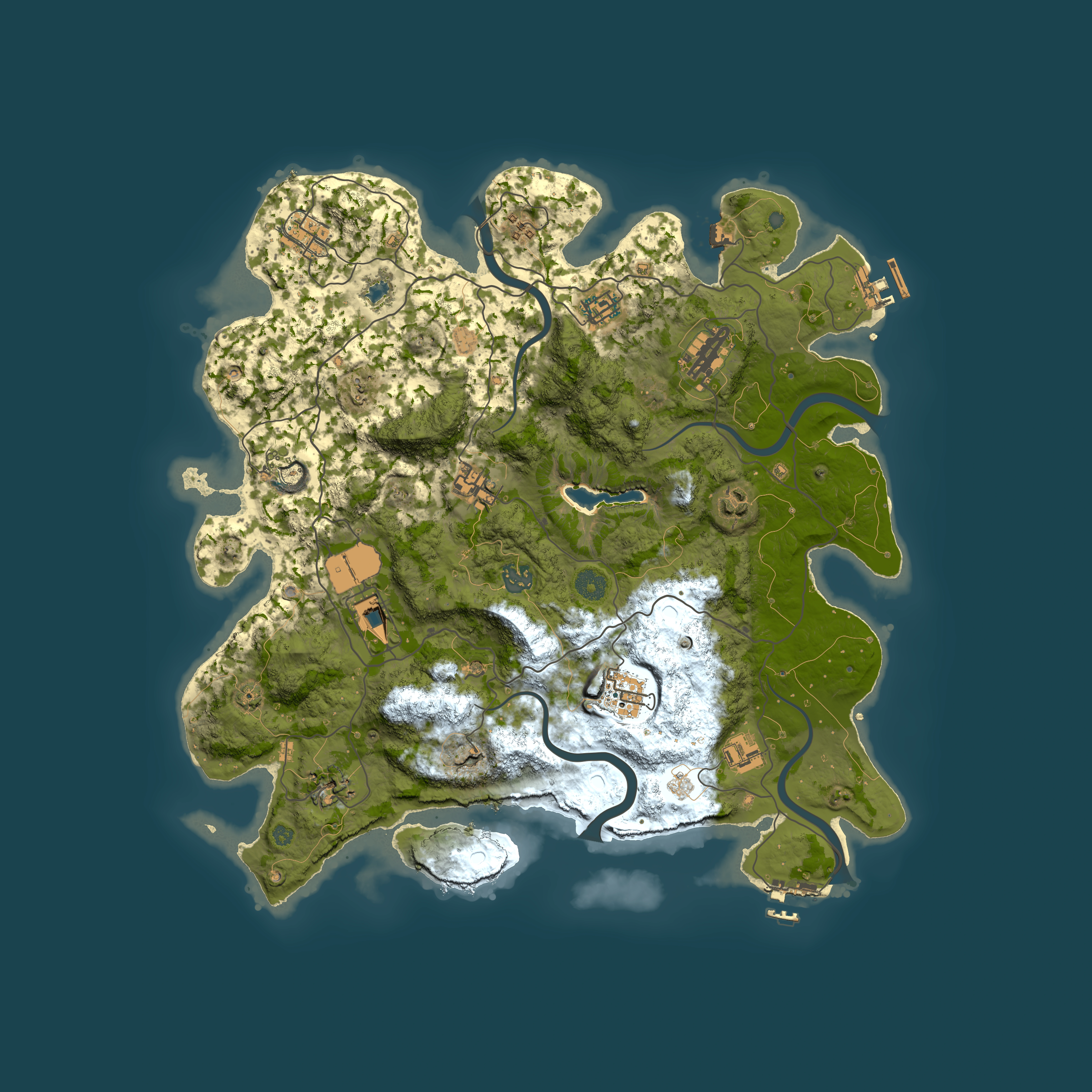 Full top-down render of Rust map seed 1477186046, 4100x4100m