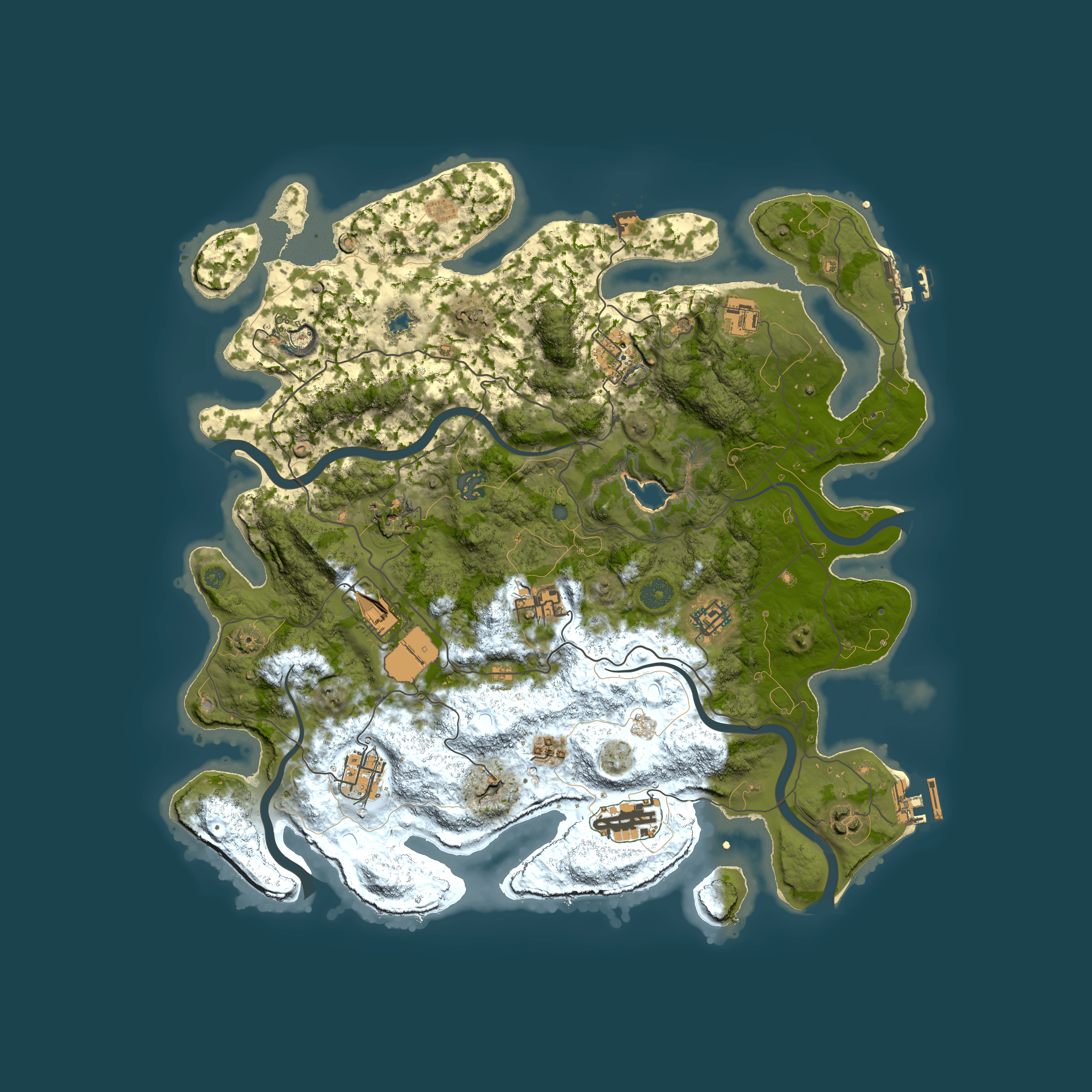 Full top-down render of Rust map seed 318308043, 4100x4100m
