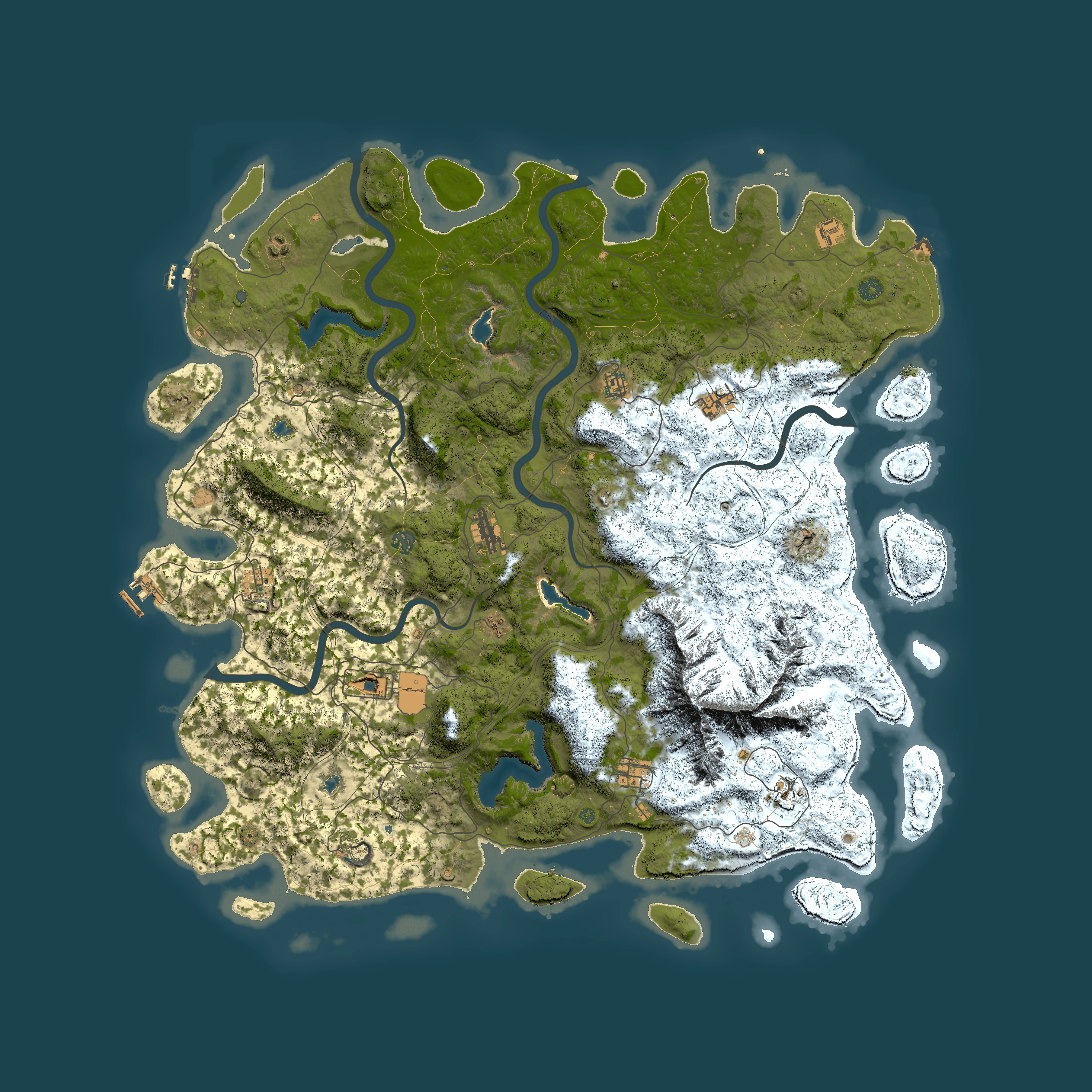 Full top-down render of Rust map seed 132843595, 5550x5550m