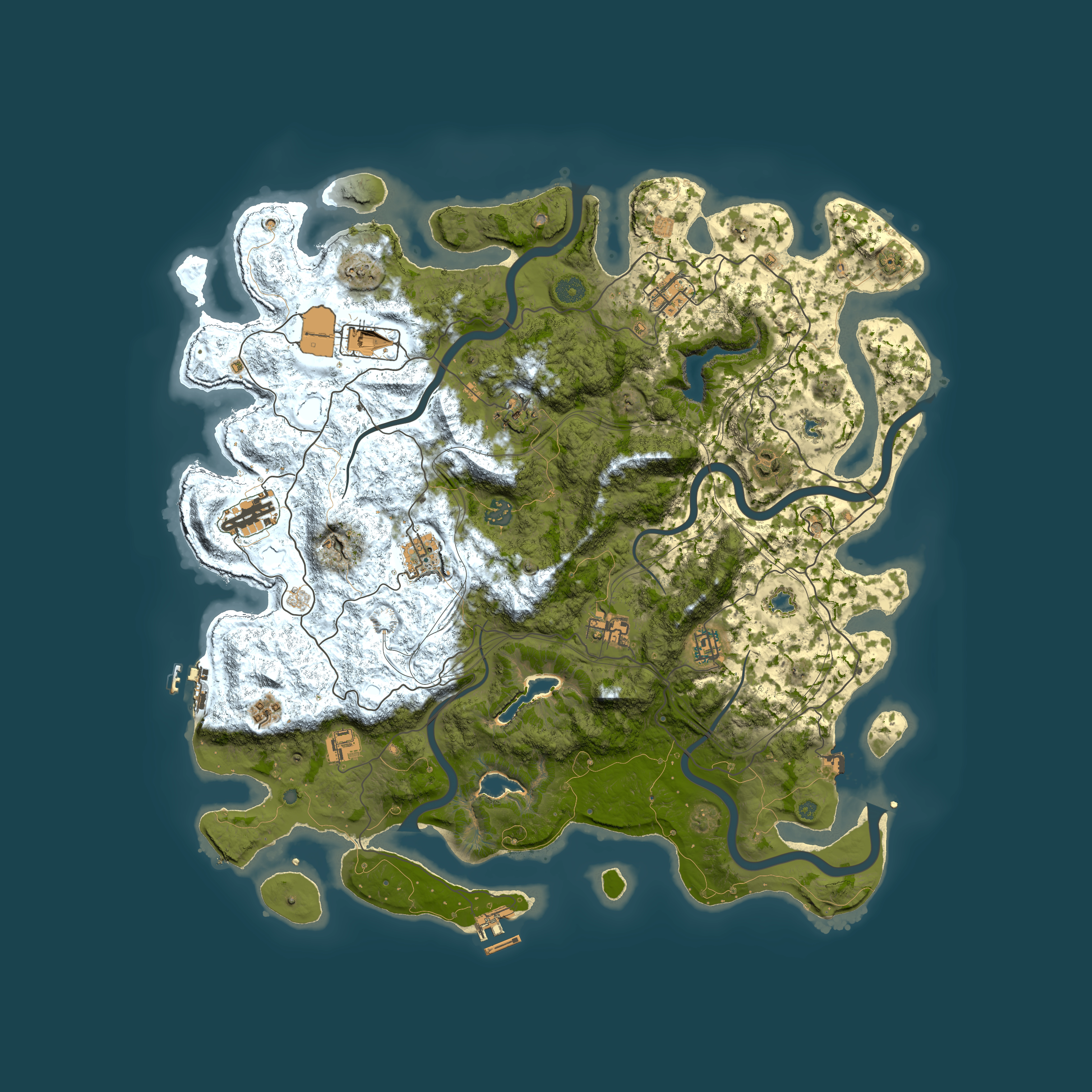 Full top-down render of Rust map seed 1237150559, 4600x4600m