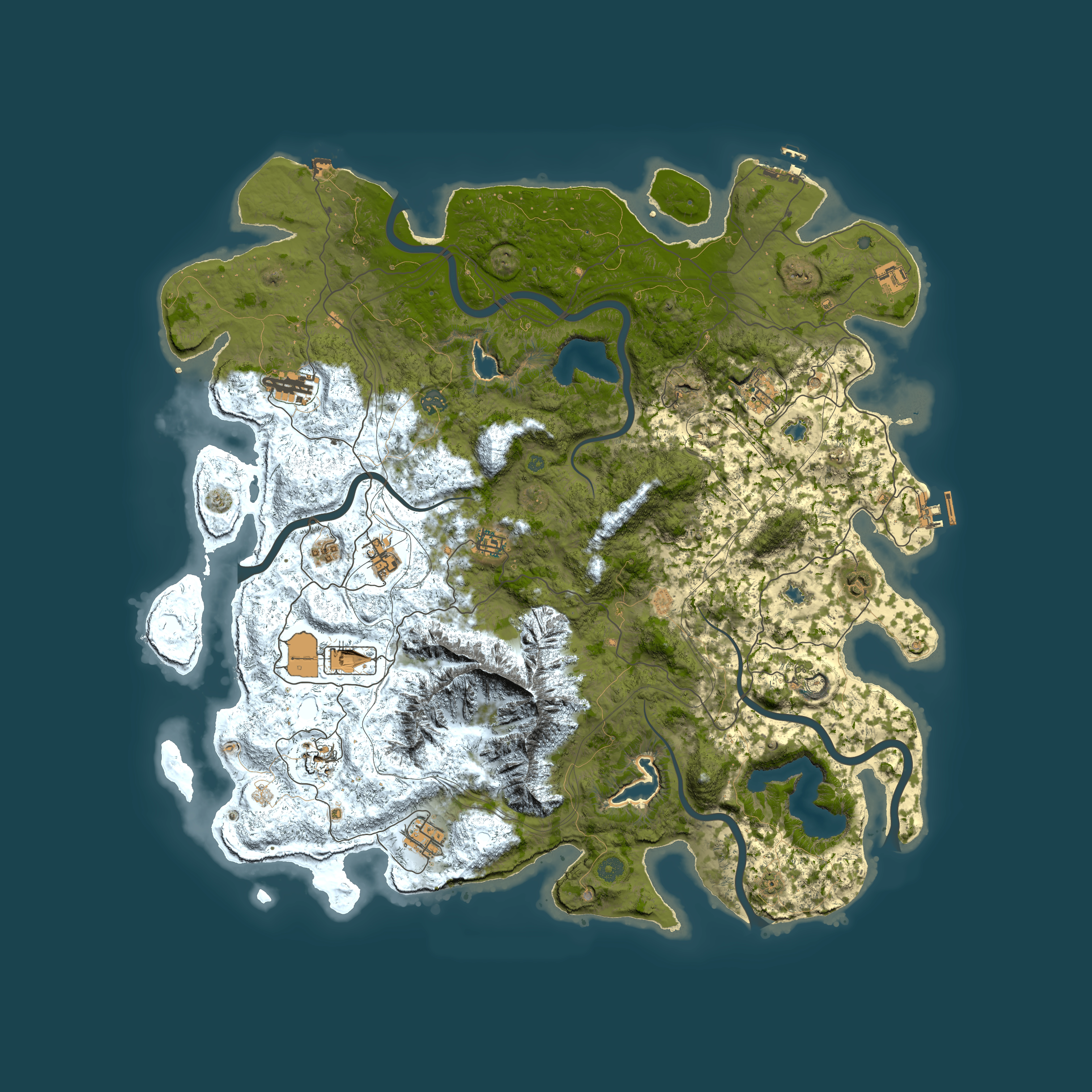 Full top-down render of Rust map seed 31454699, 5150x5150m