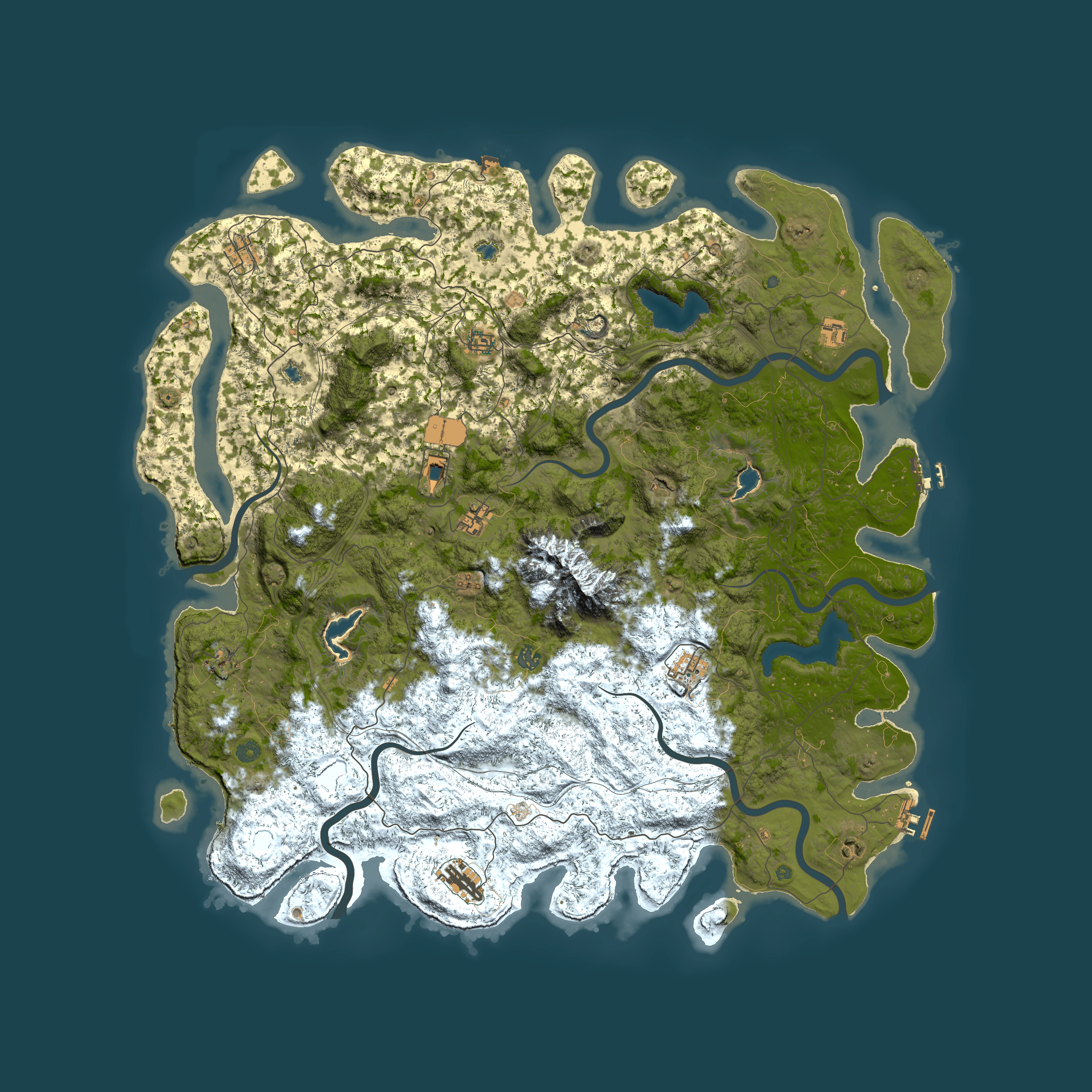 Full top-down render of Rust map seed 957897430, 5600x5600m