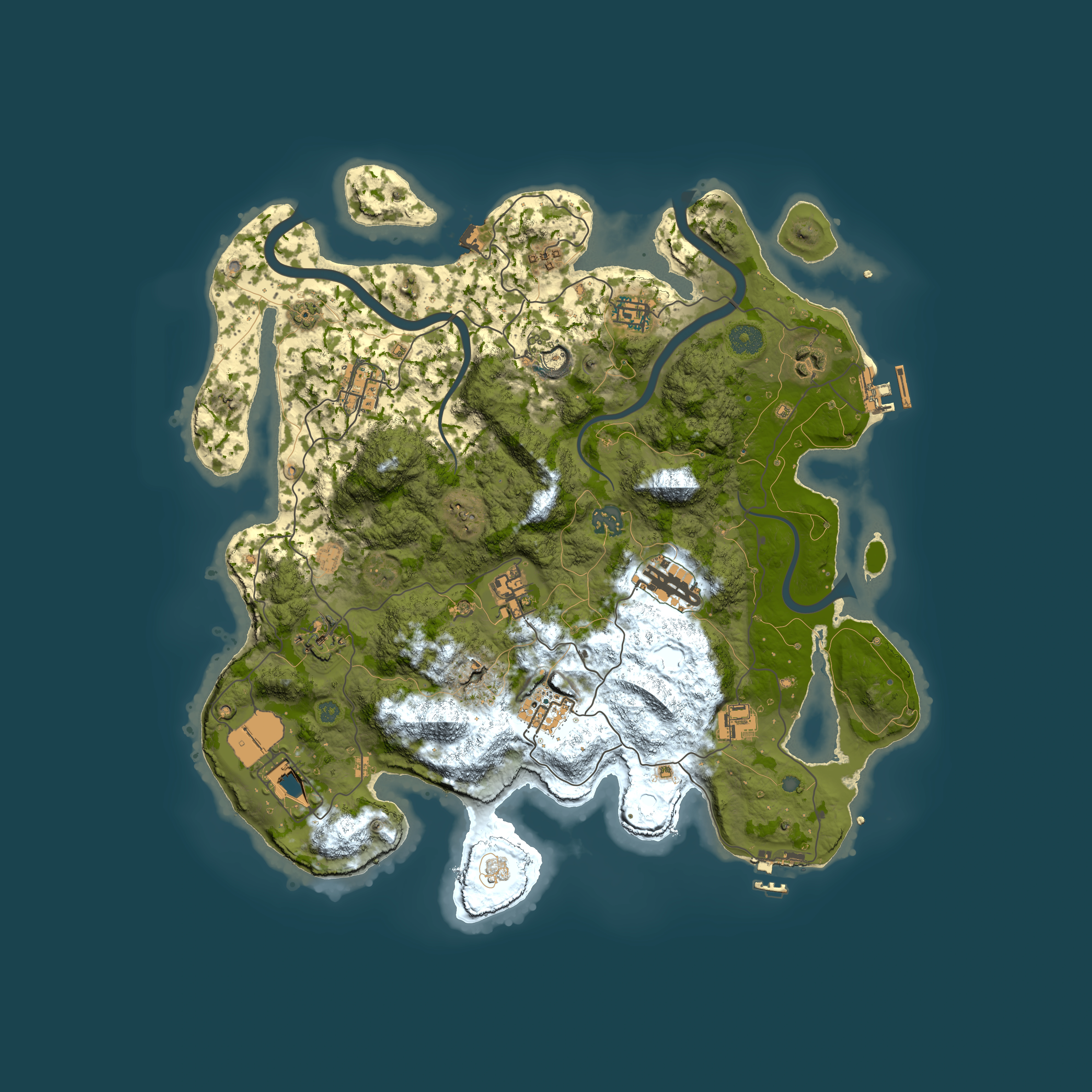 Full top-down render of Rust map seed 395222515, 3900x3900m