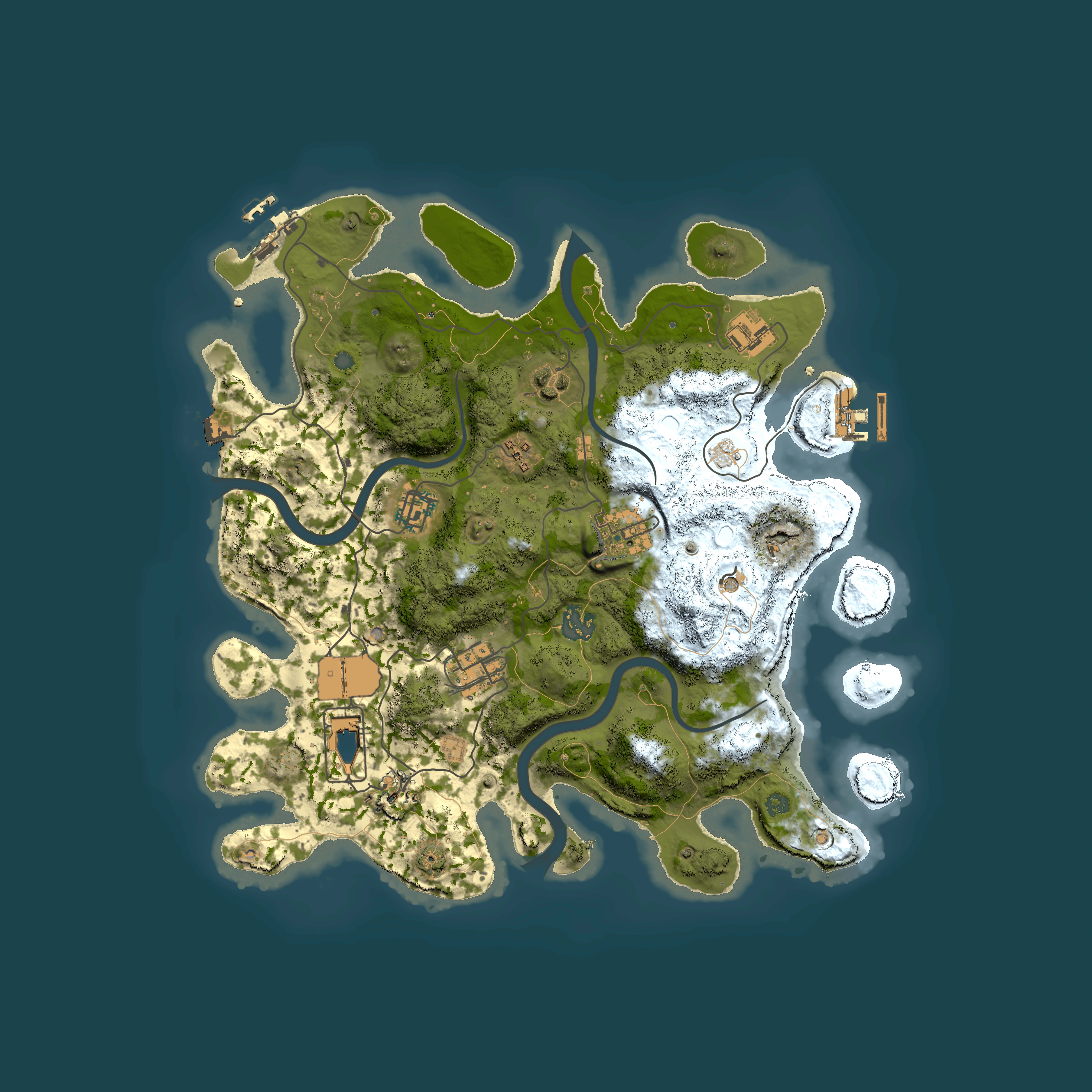 Full top-down render of Rust map seed 122448315, 3500x3500m