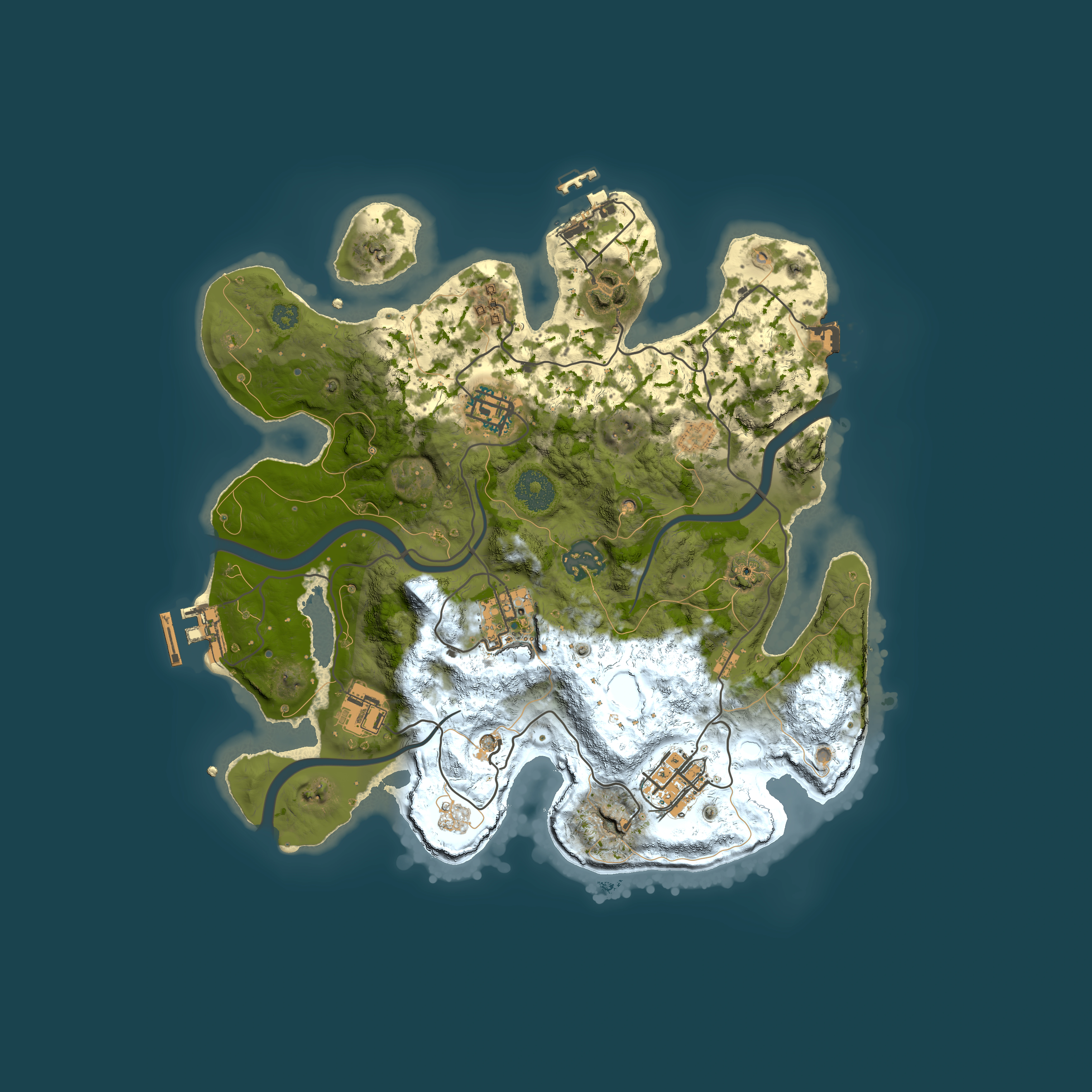 Full top-down render of Rust map seed 1849654572, 3000x3000m