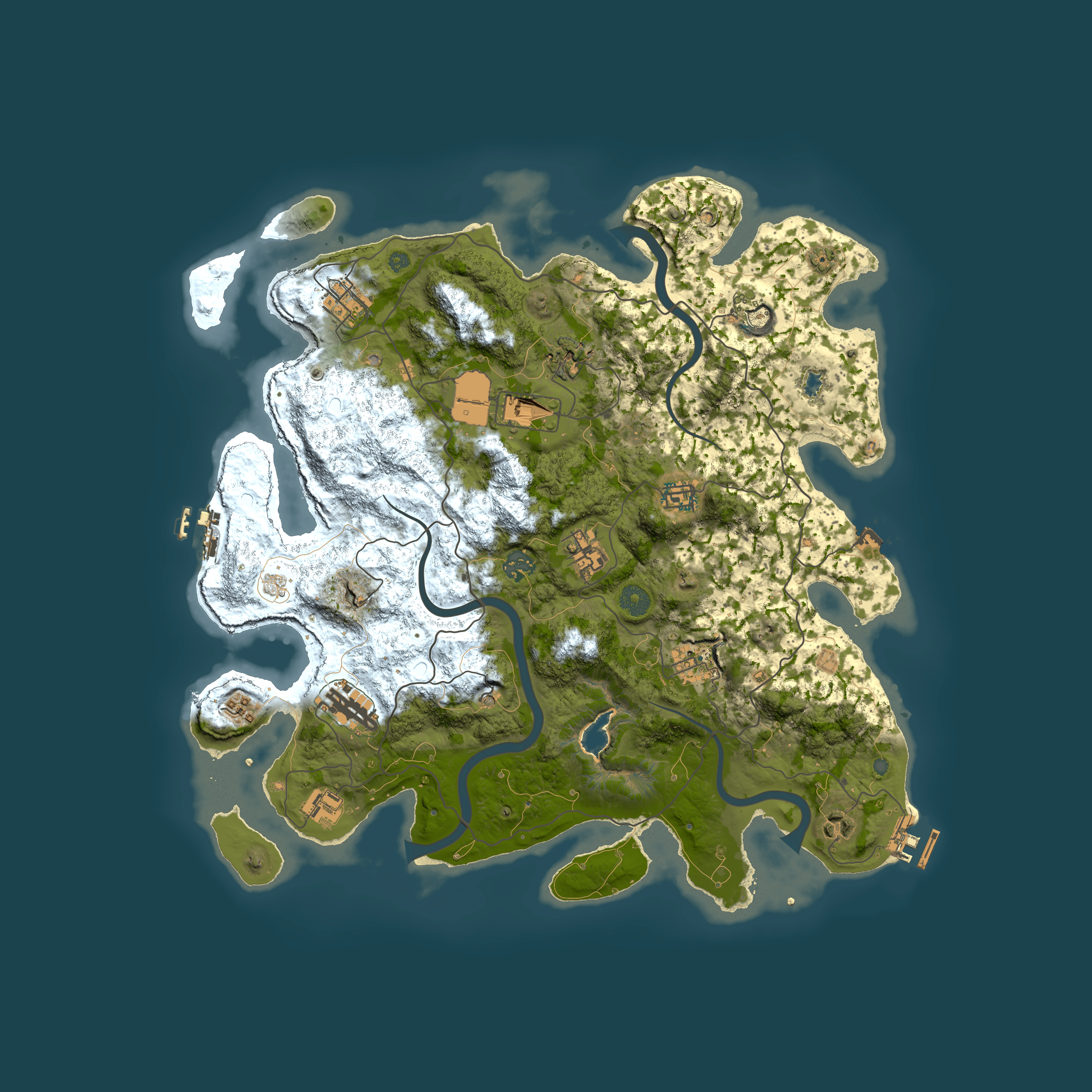 Full top-down render of Rust map seed 1664792186, 4150x4150m