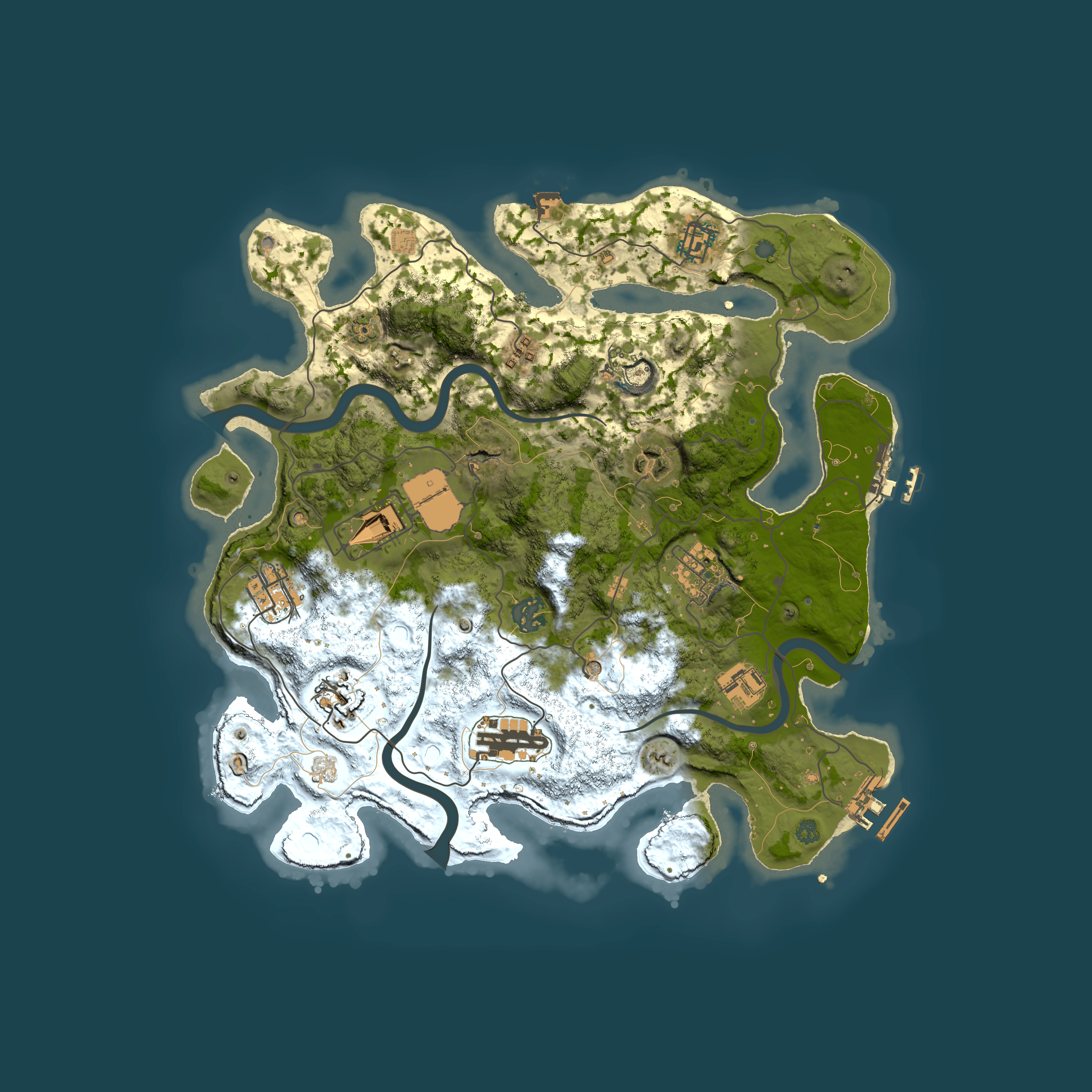 Full top-down render of Rust map seed 1886987779, 3550x3550m