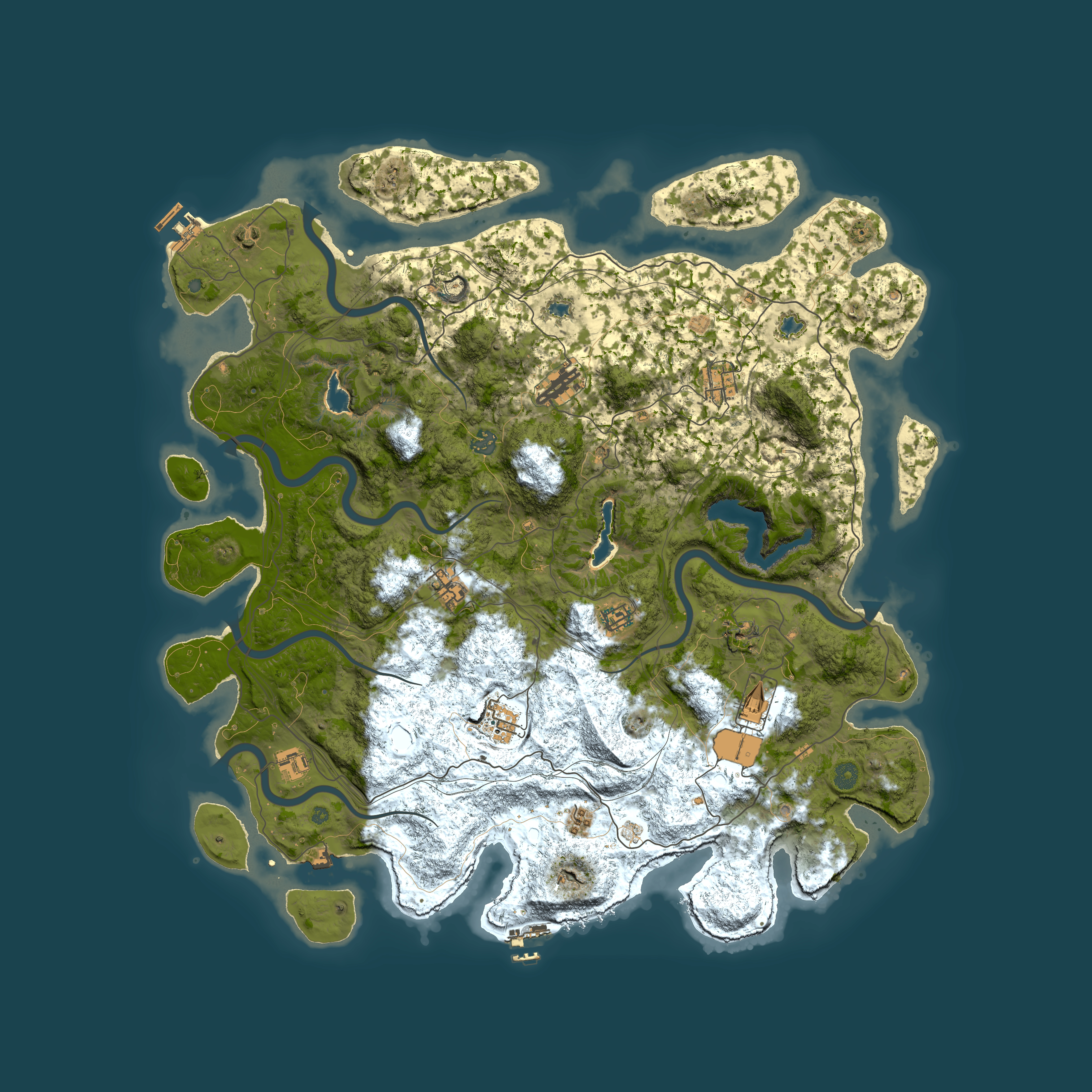 Full top-down render of Rust map seed 1497556928, 4950x4950m