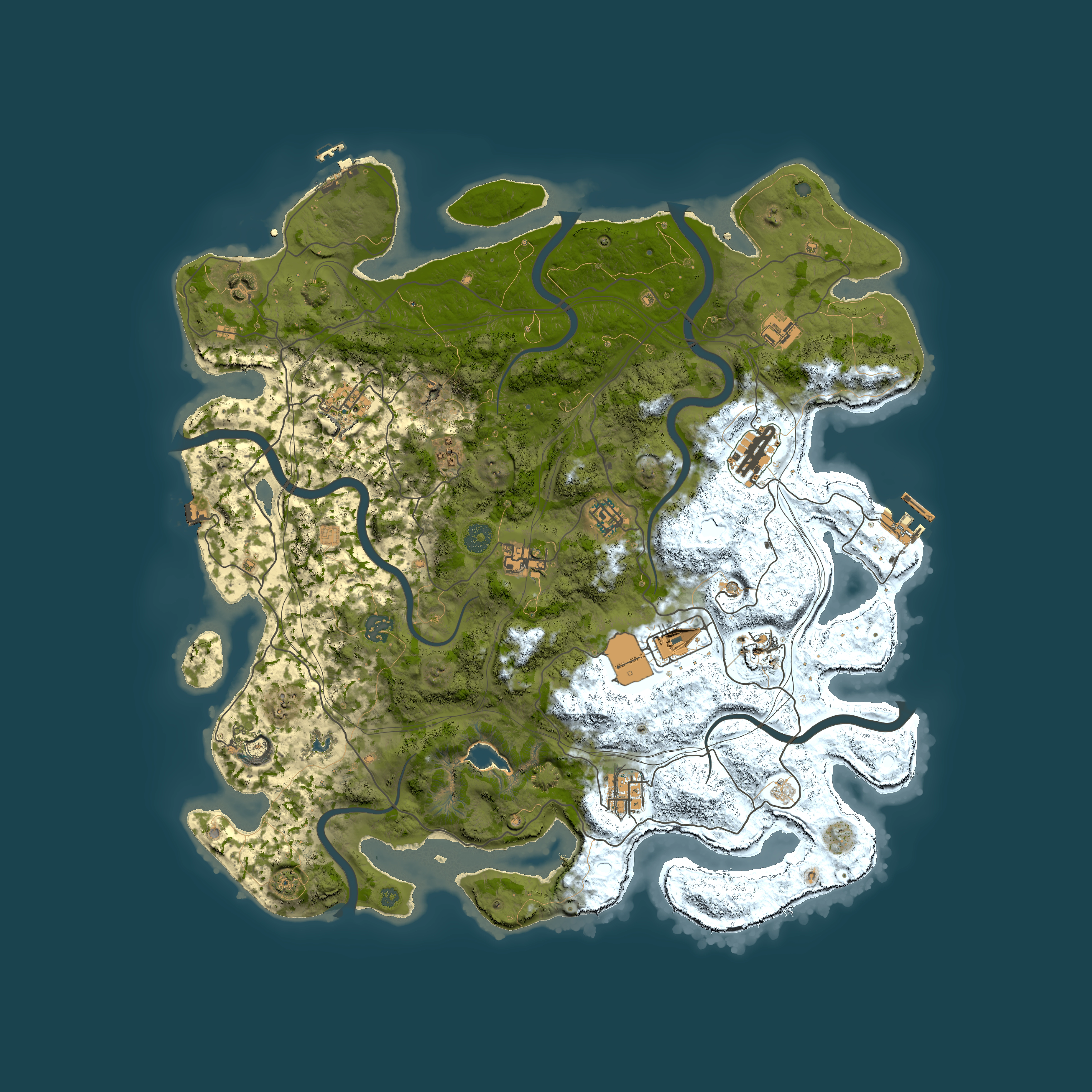 Full top-down render of Rust map seed 172649377, 4400x4400m